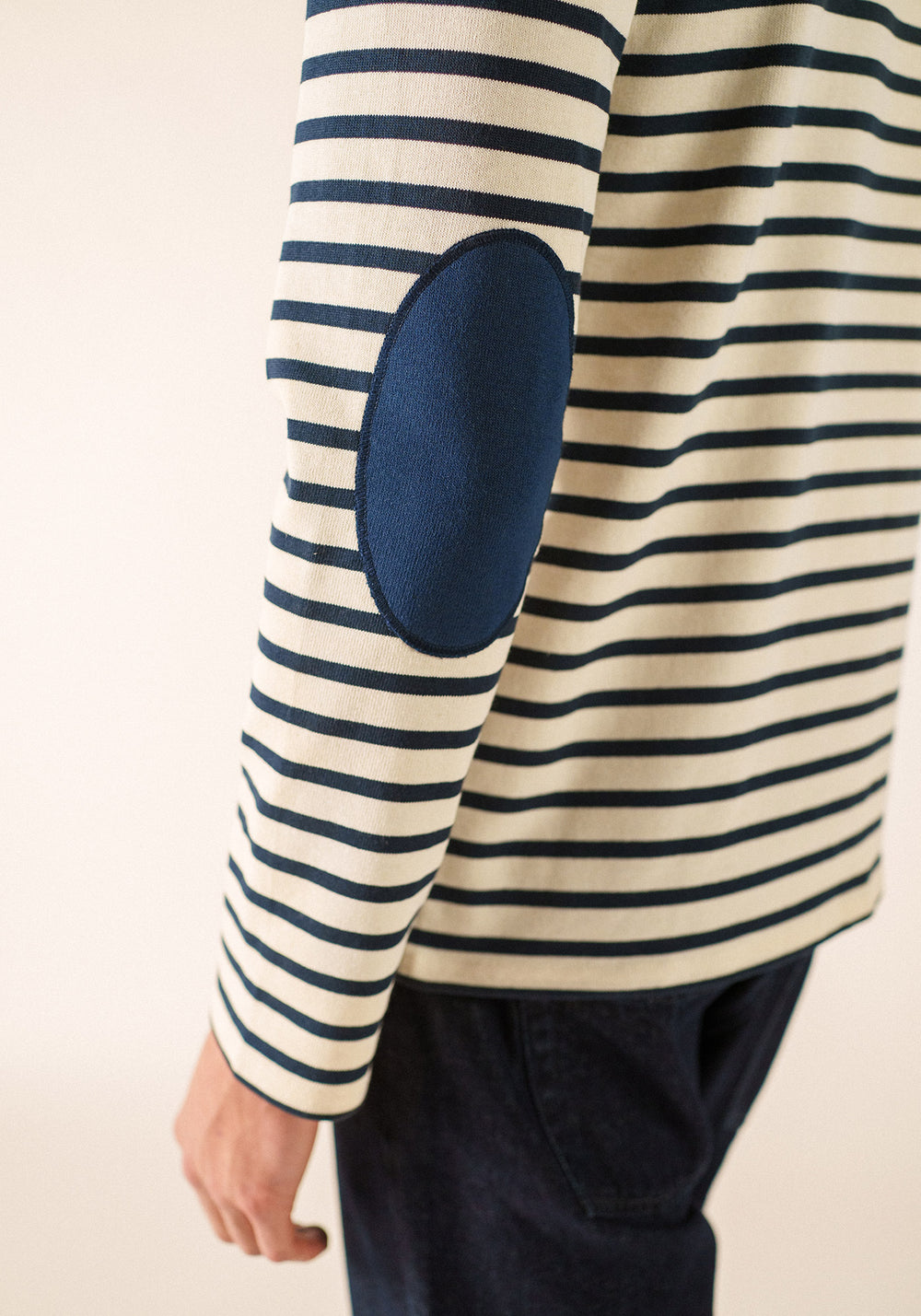 Camisa bretona con parches Méridien (ECRU/MARINE/MARINE)