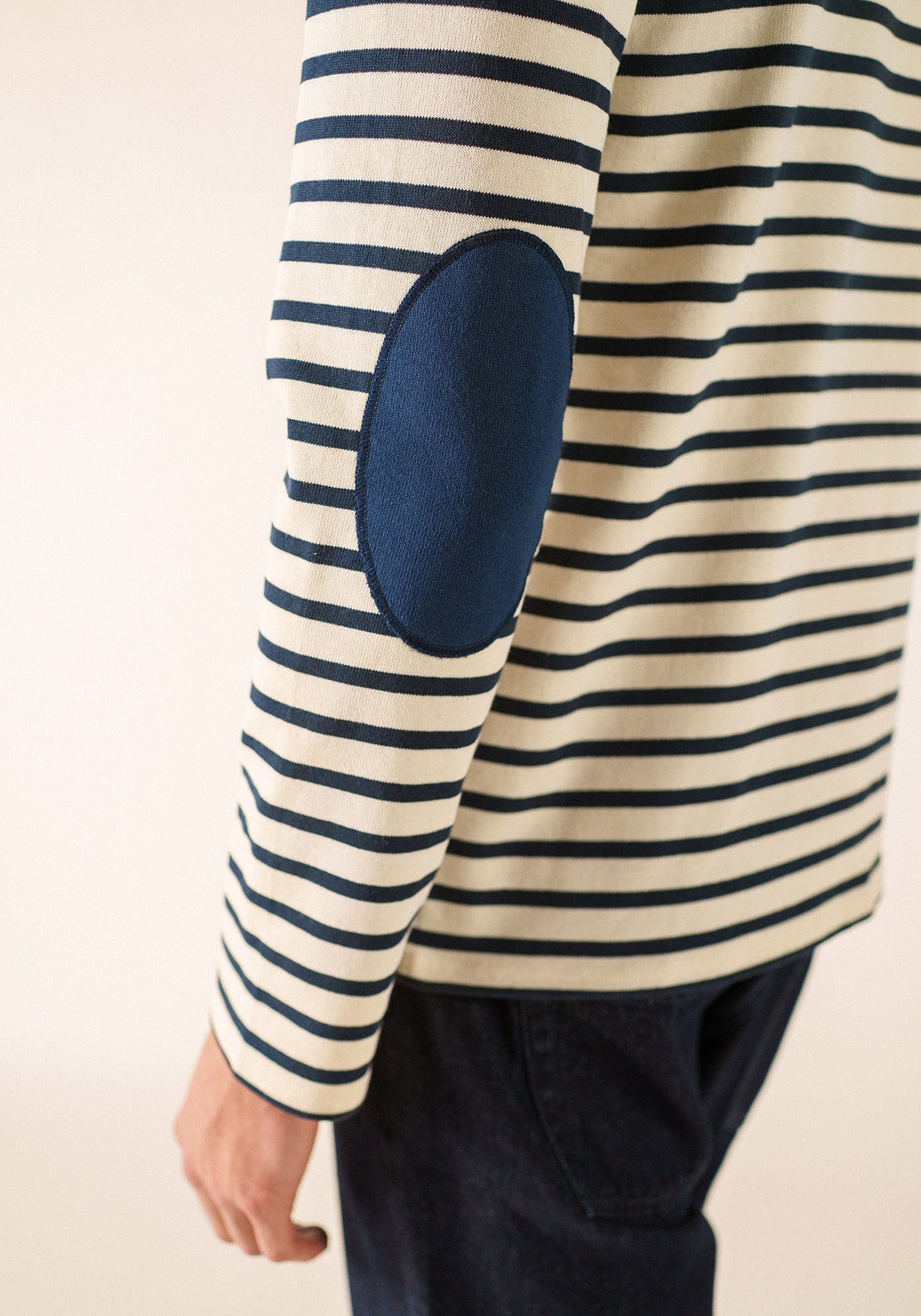 Camisa bretona con parches Méridien (ECRU/MARINE/MARINE)