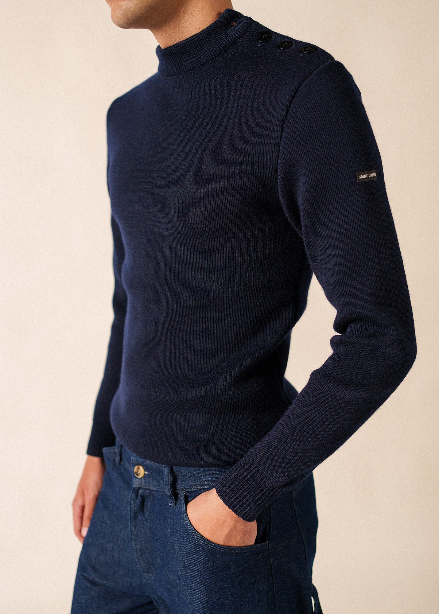 Officier sailor jumper long body length, in pure new wool | SAINT