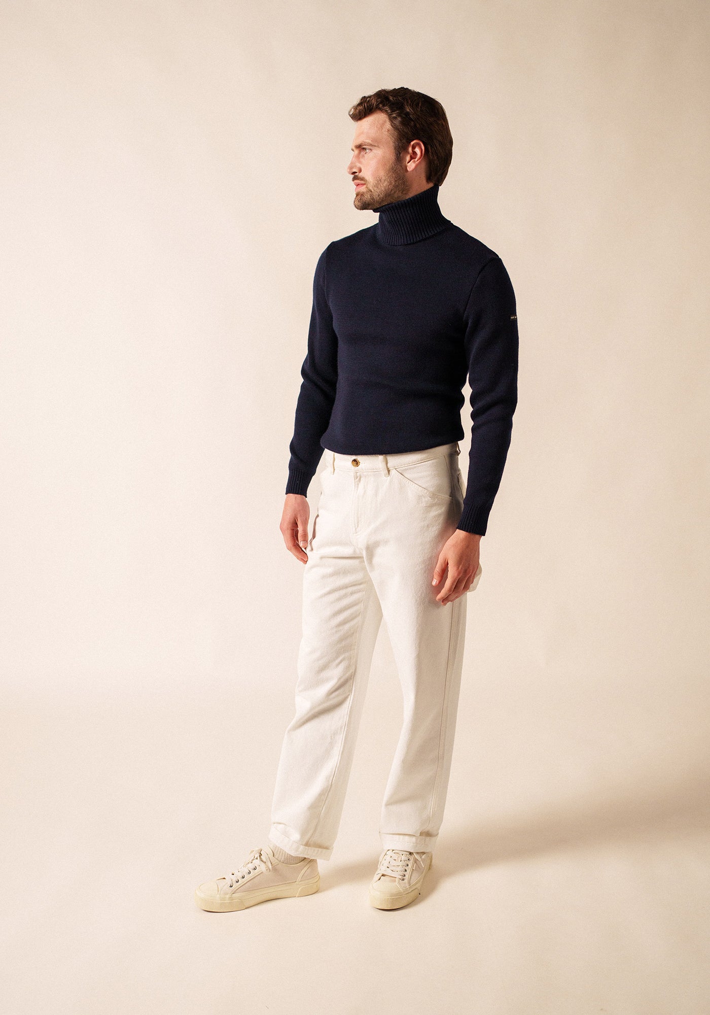 Turtleneck sailor jumper - in pure new wool (MARINE)