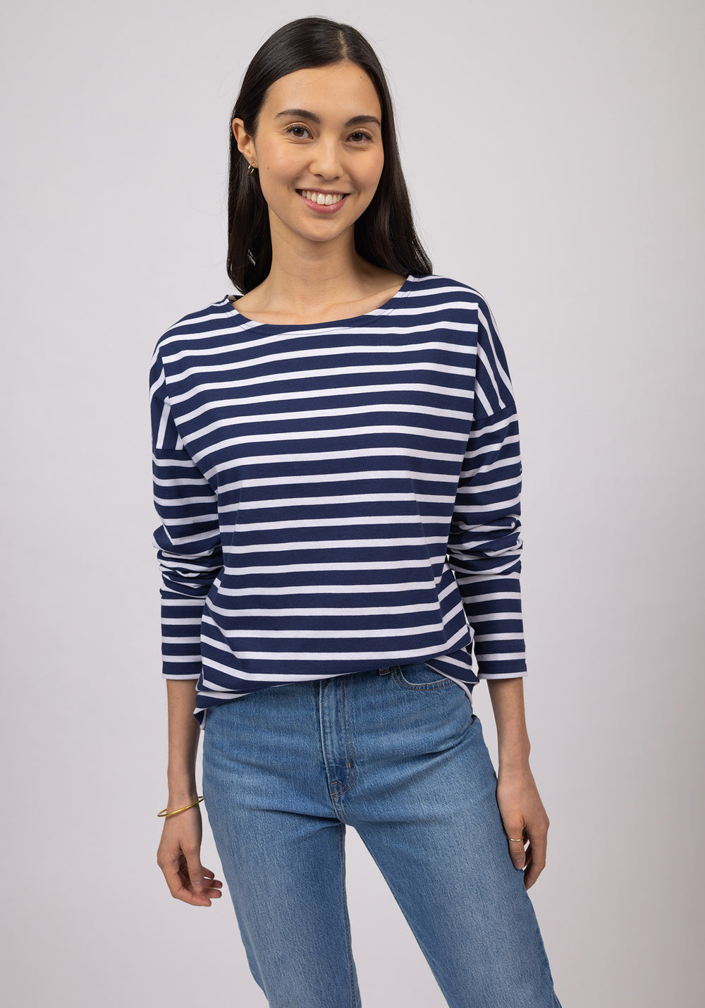 Minquiers Drop Breton shirt (MARINE/NEIGE)