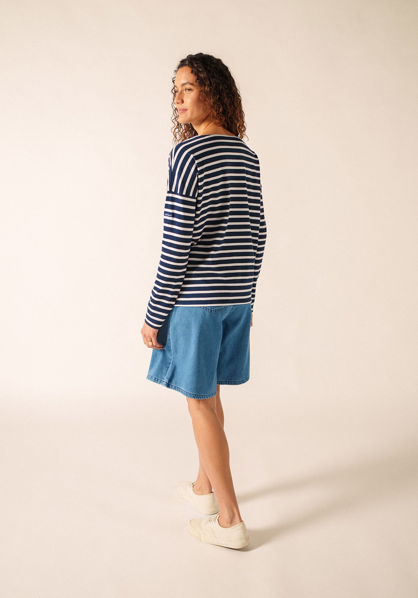 Camisa bretona Minquiers Drop (MARINE/NEIGE)