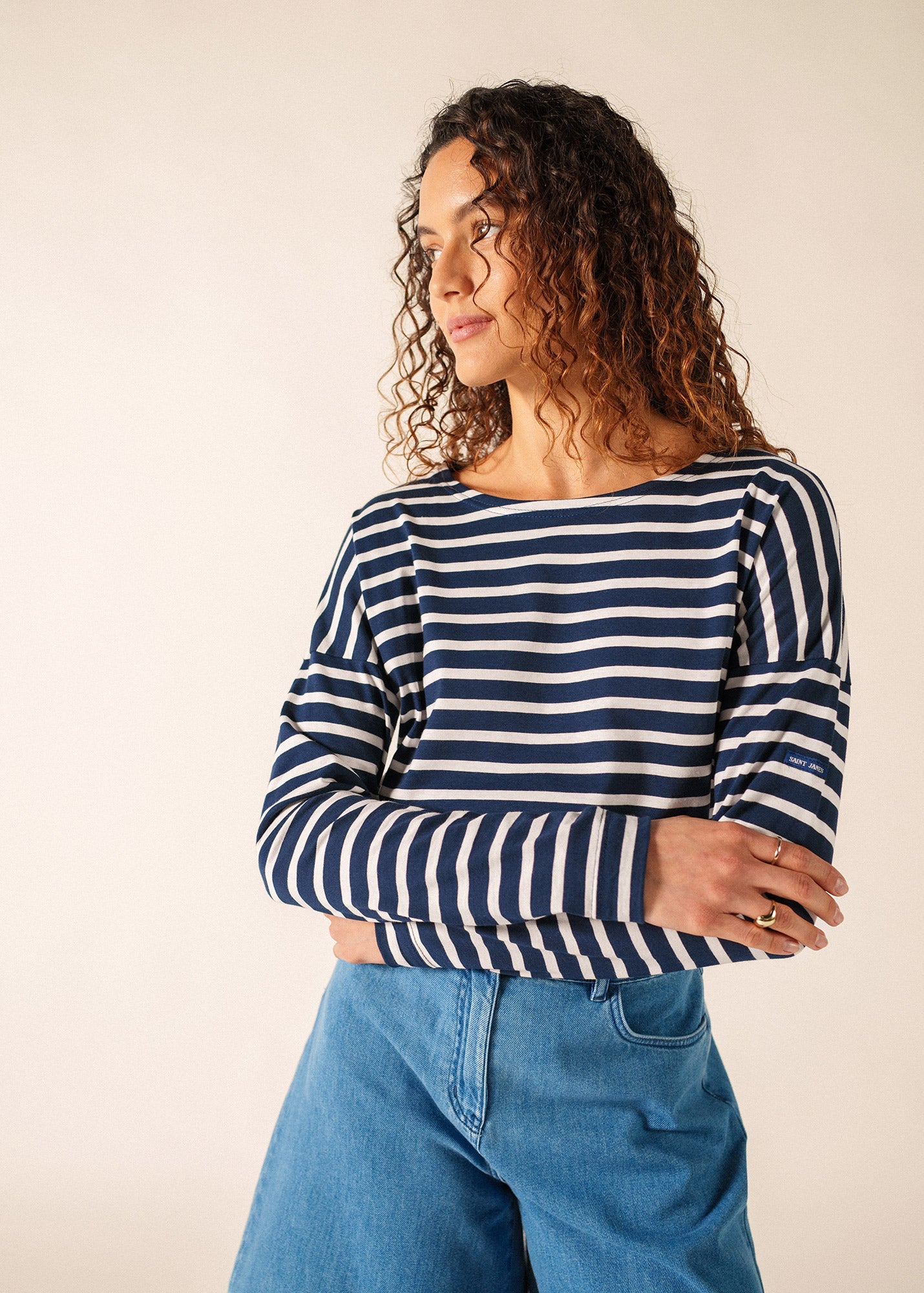 Minquiers Drop oversized striped sailor shirt in light cotton
