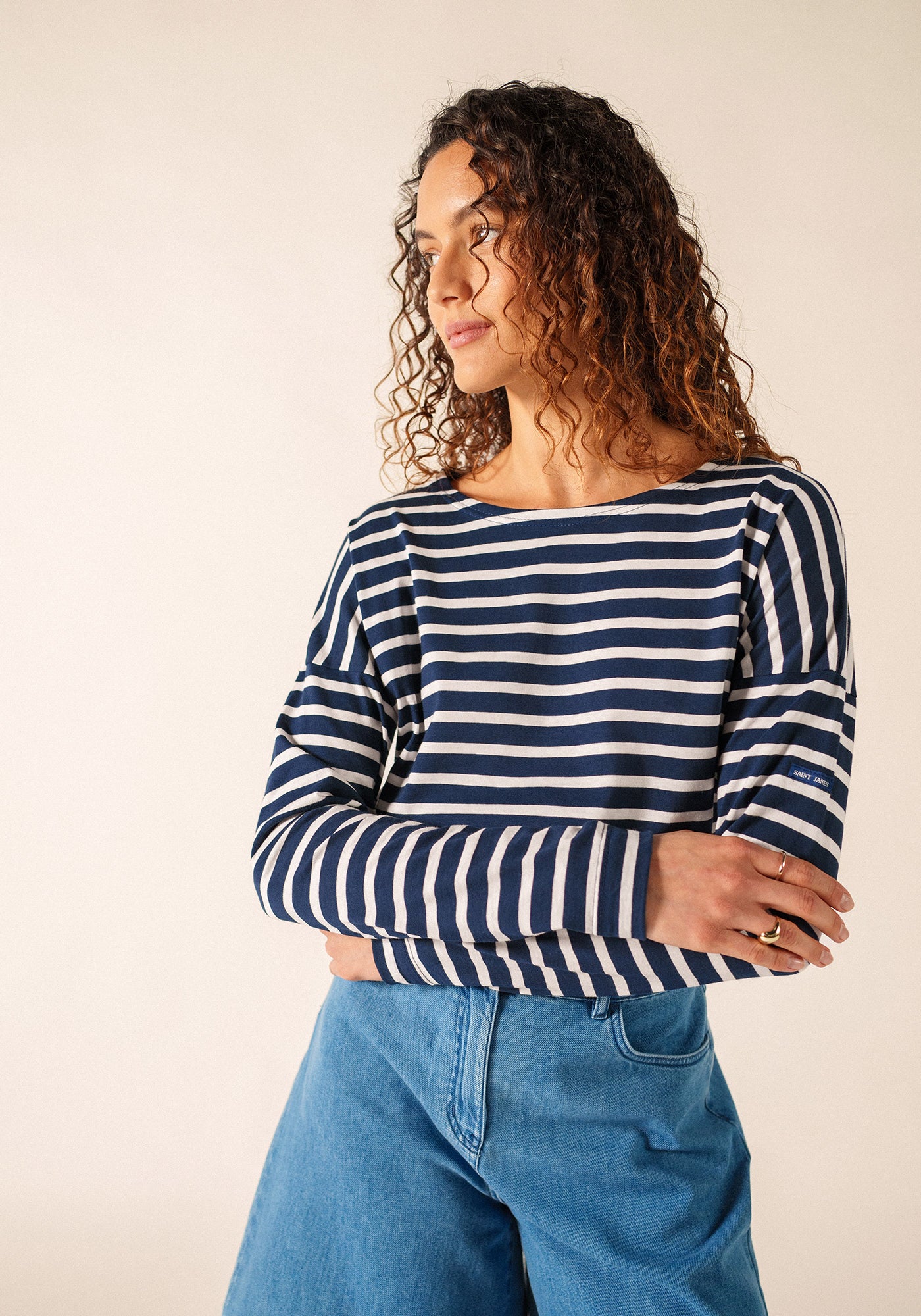 Camisa bretona Minquiers Drop (MARINE/NEIGE)