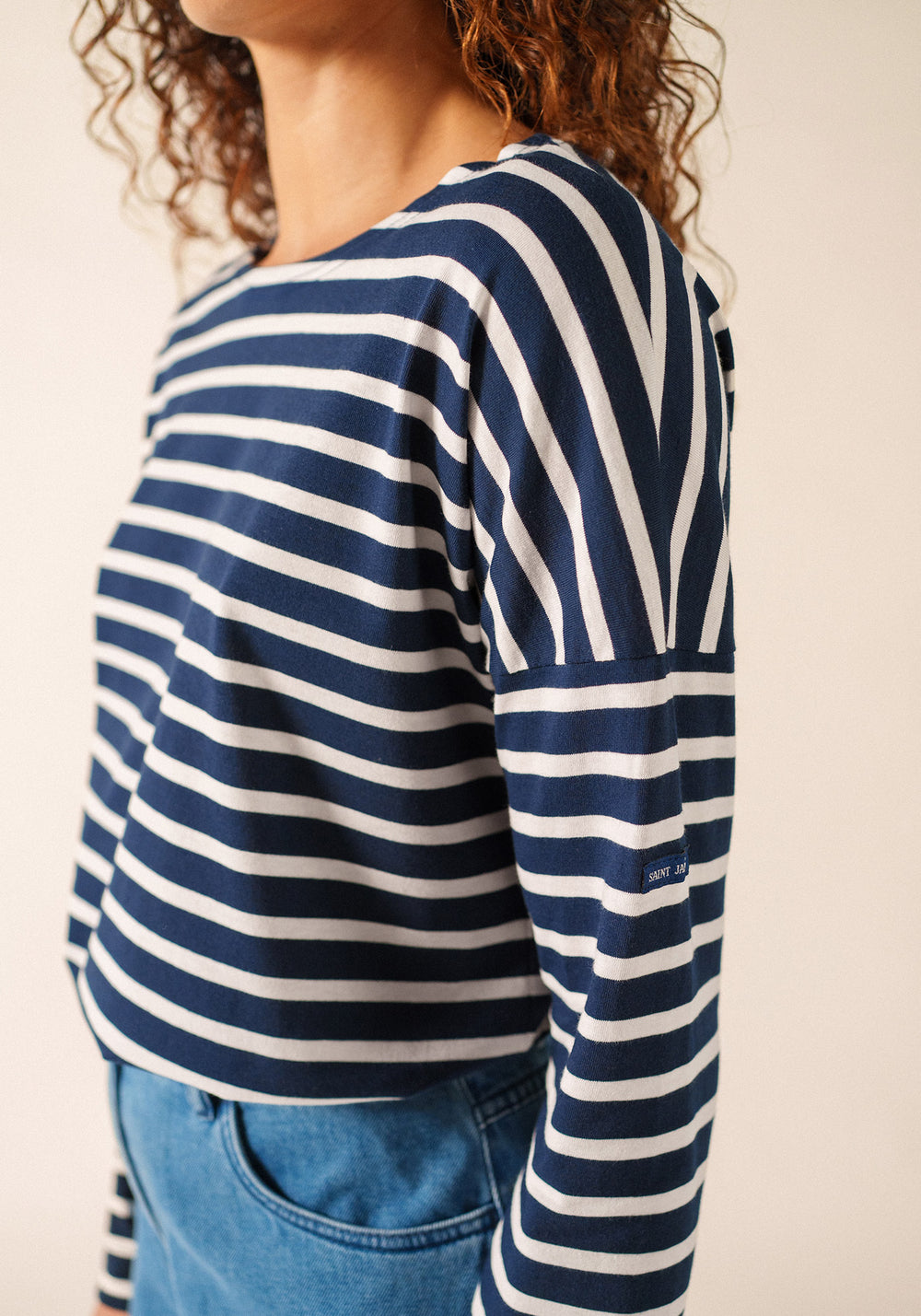 Camisa bretona Minquiers Drop (MARINE/NEIGE)