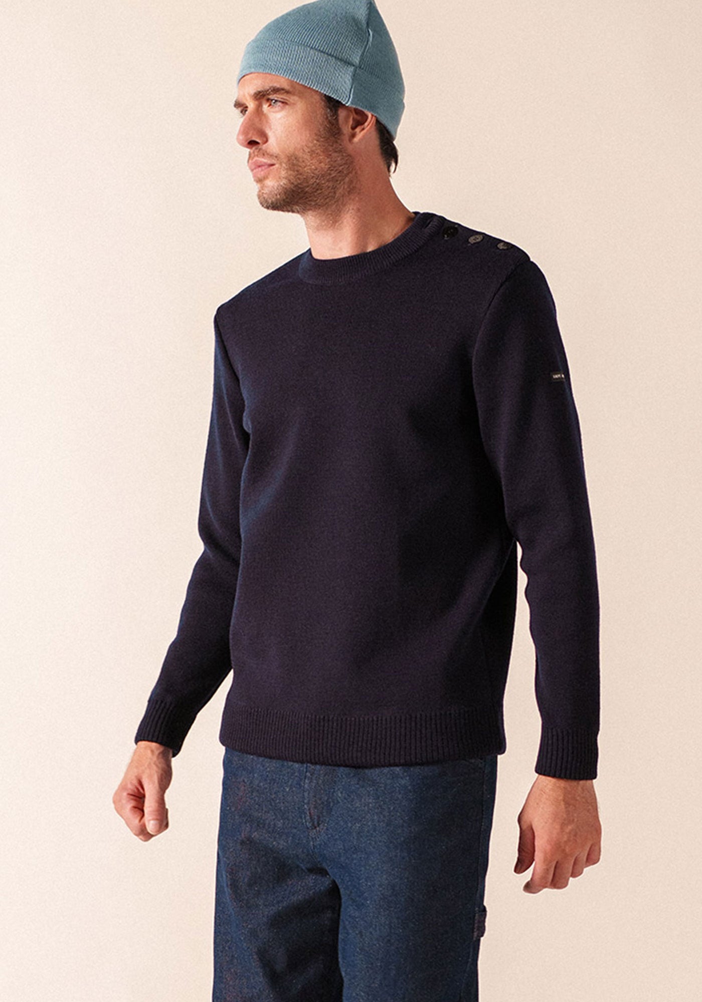 Jersey marinero auténtico Marinier - regular fit, de pura lana virgen (MARINE)