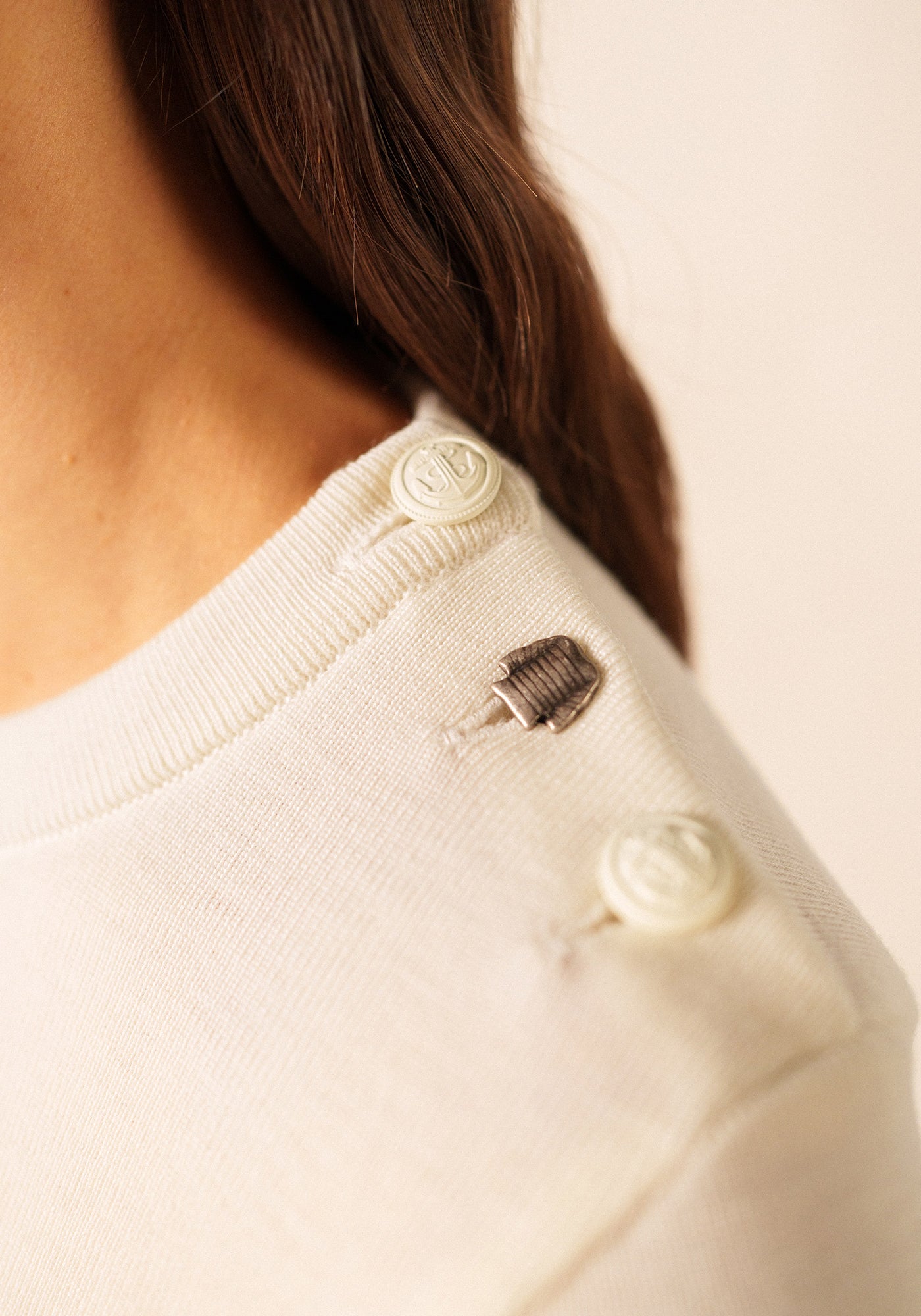 Brégançon striped sailor jumper - with contrasting elbow patches (BLANC/NAVY/NAVY)