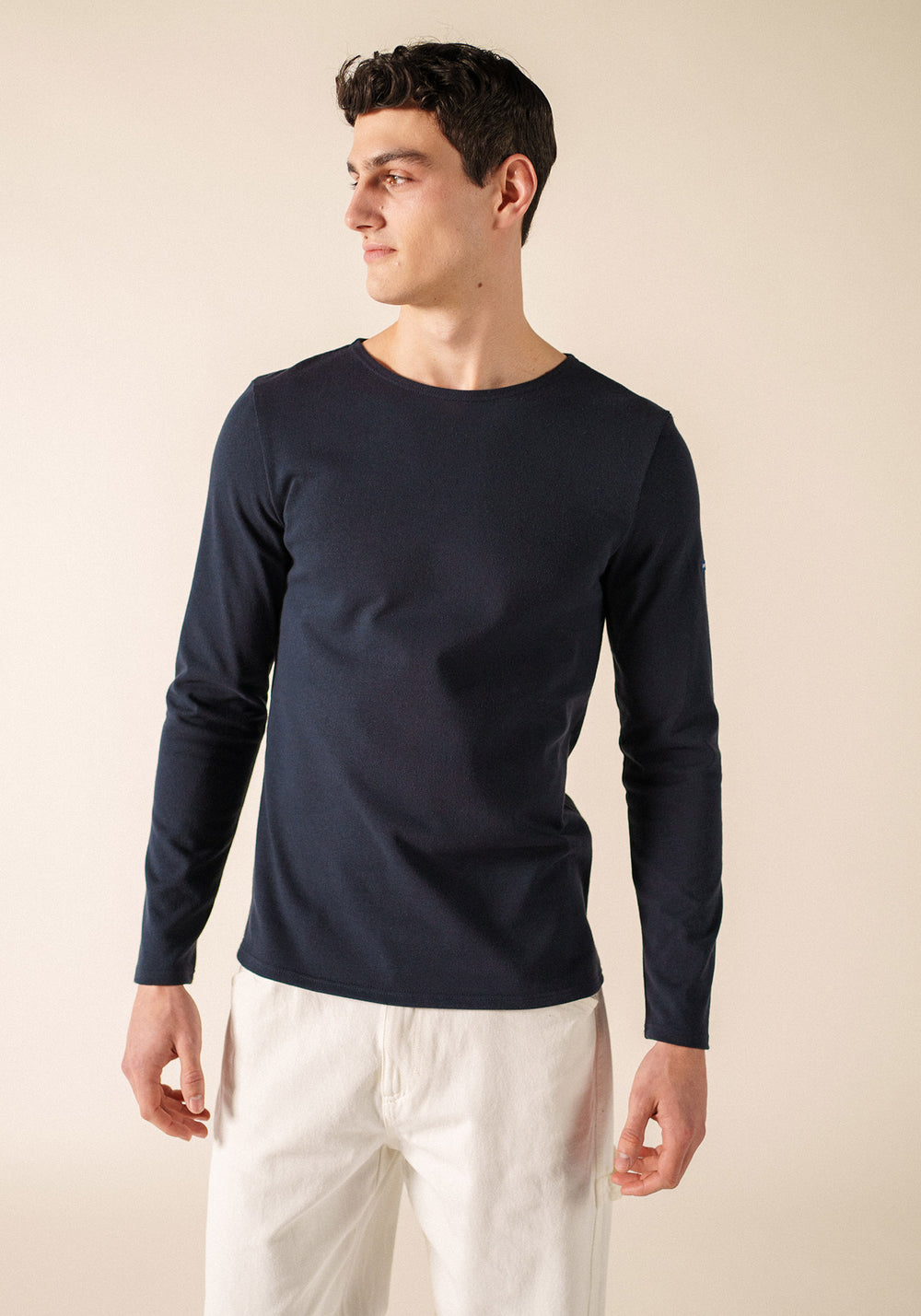 Camisa bretona con parches Méridien (AZUL MARINO/ECRU/AZUL MARINO)