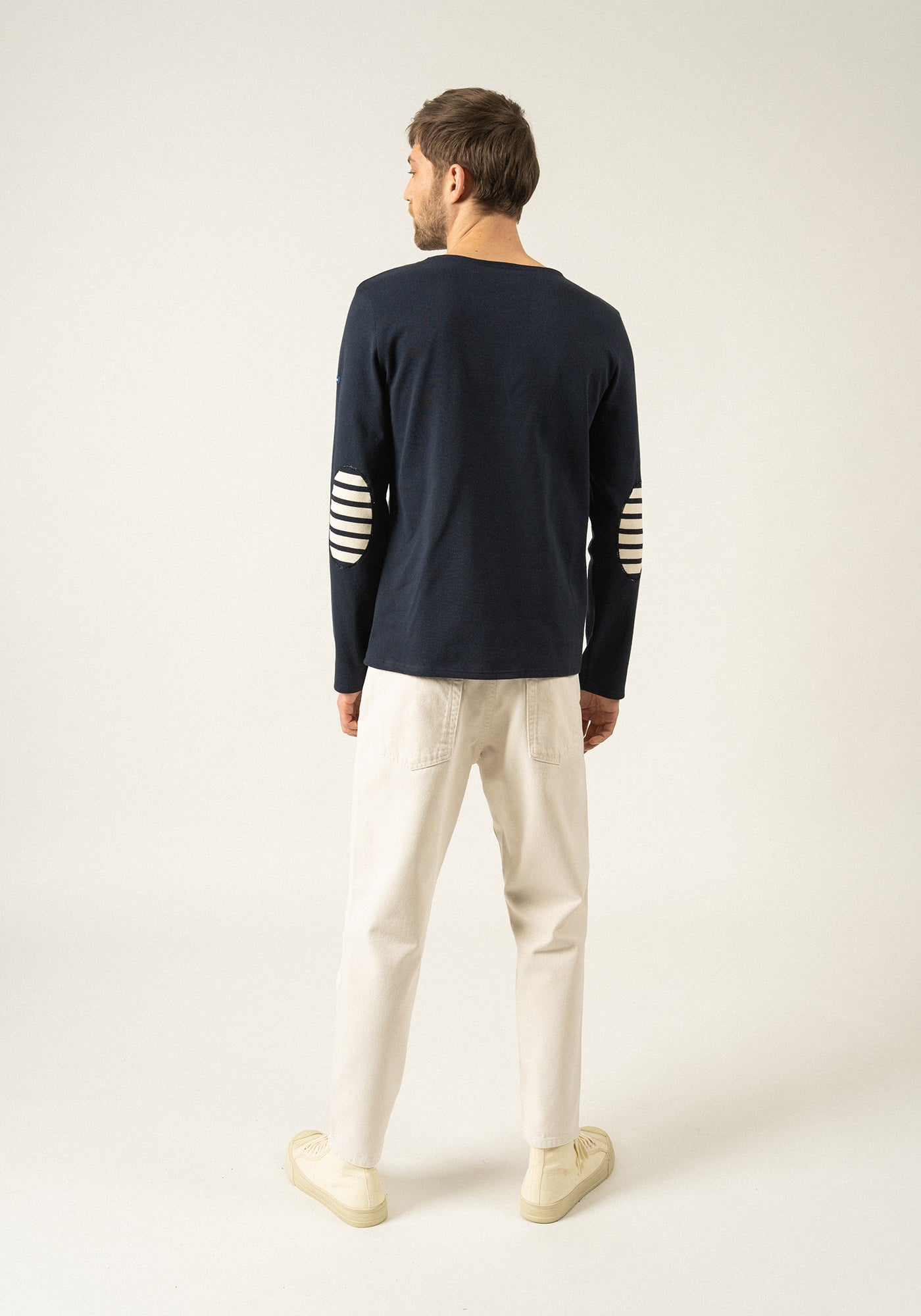 Méridien patches Breton shirt (NAVY/ECRU/NAVY)