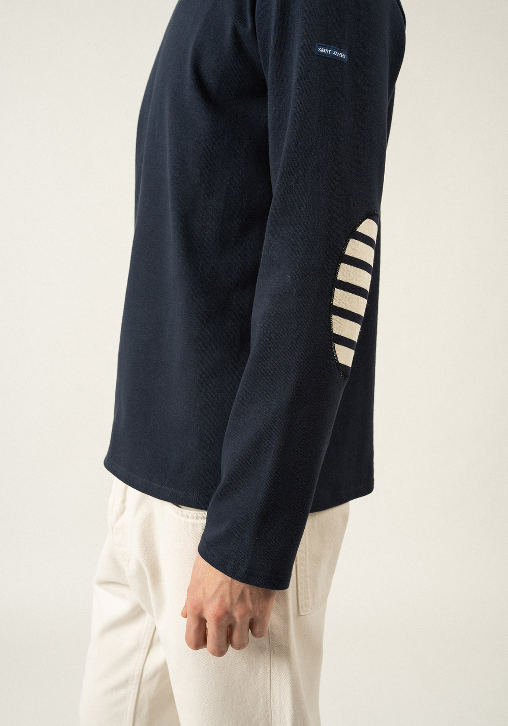 Méridien patches Breton shirt (NAVY/ECRU/NAVY)