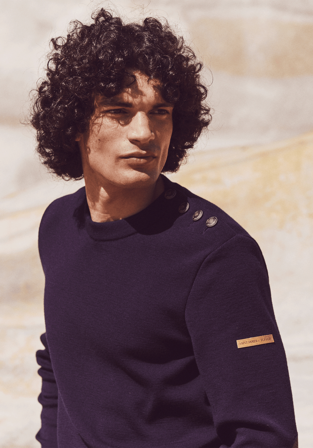 Patrimoine sailor jumper with elbow patches - SAINT JAMES x Atelier Tuffery (MARINE)