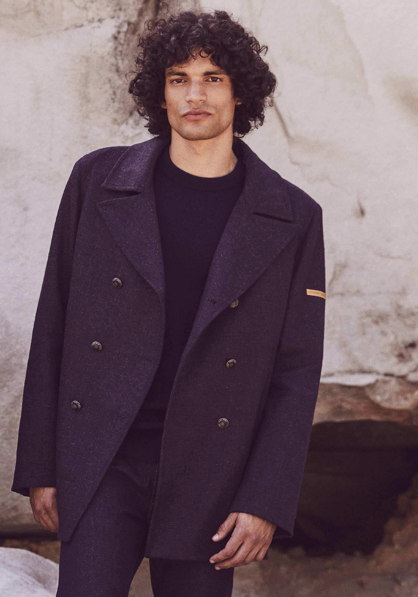 Héritage peacoat for men in Merino wool - SAINT JAMES x Atelier Tuffery (INDIGO/CHANVRE)