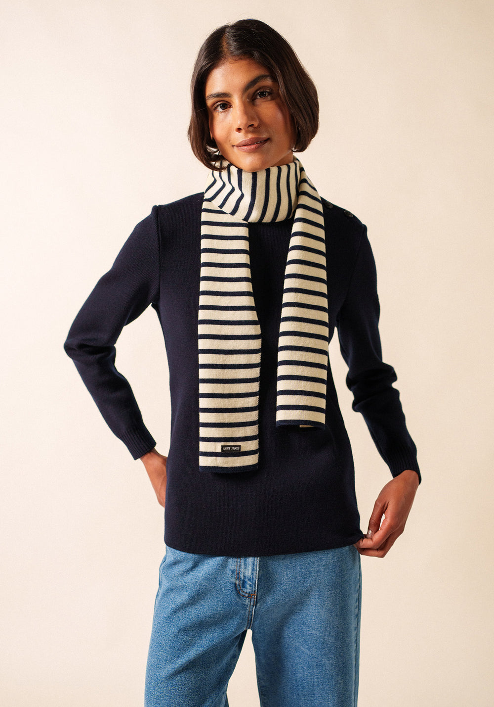 Striped scarf (ECRU/MARINE)