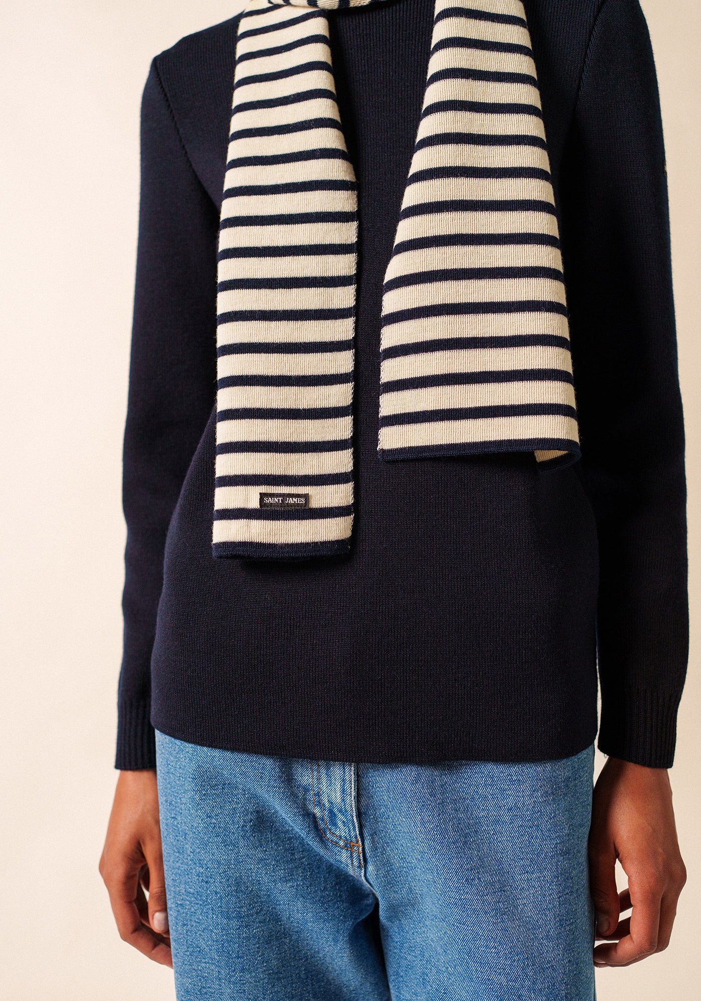 Striped scarf (ECRU/MARINE)