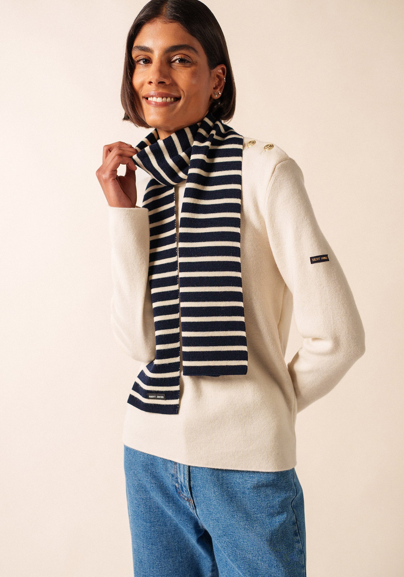 Striped scarf (MARINE/ECRU)