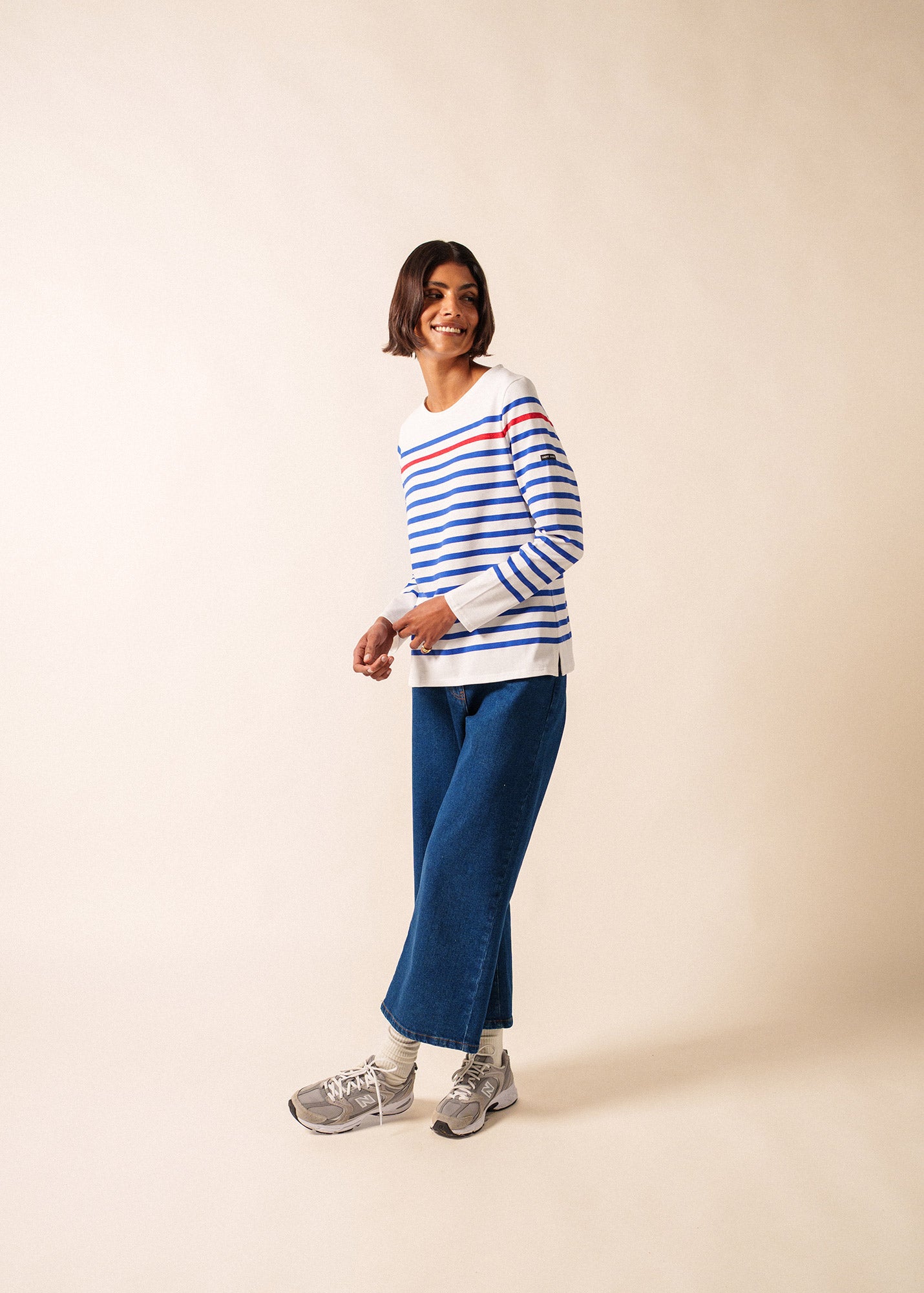 Naval authentic striped sailor shirt with contrasting lurex stripe