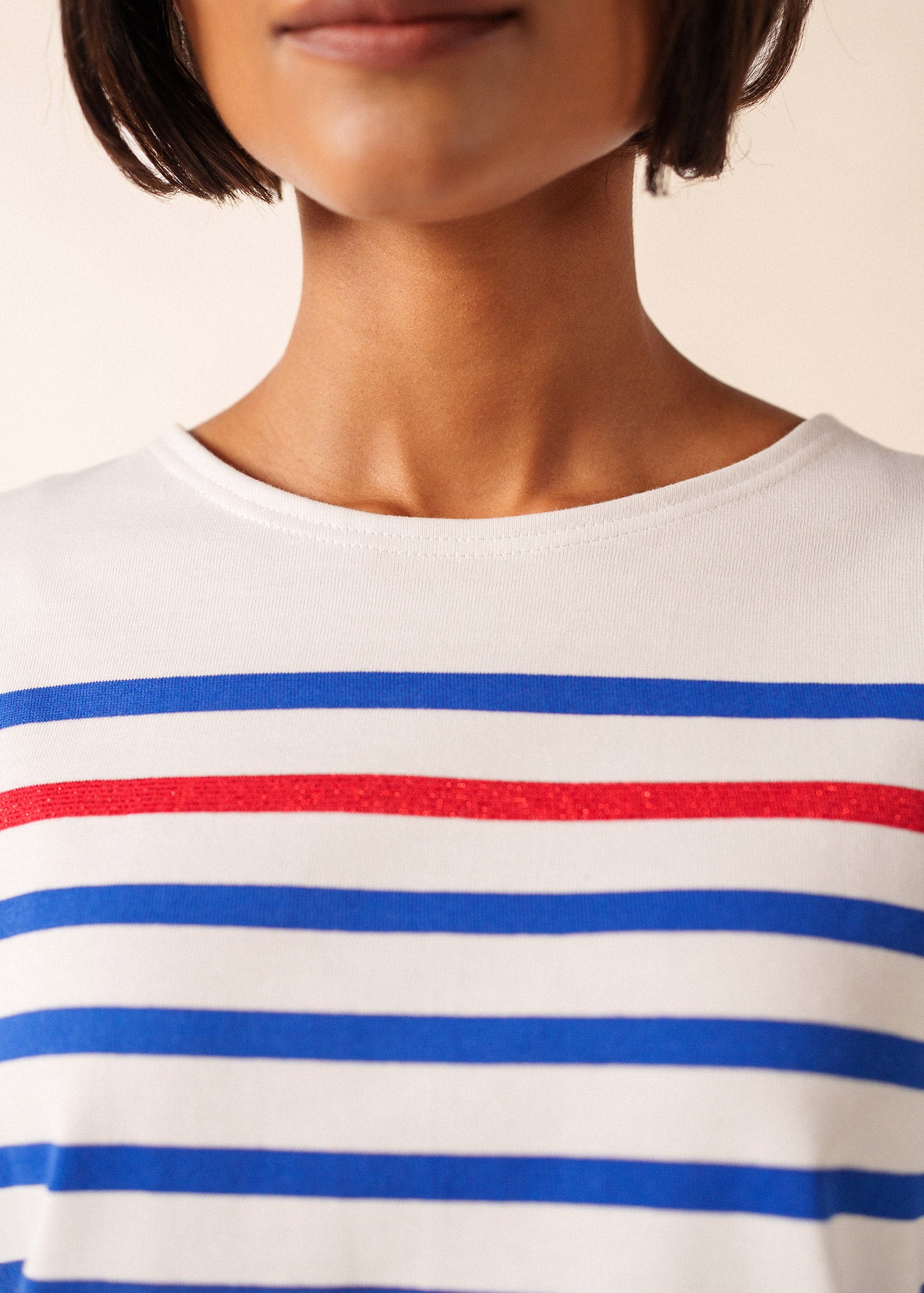 Naval authentic striped sailor shirt with contrasting lurex stripe