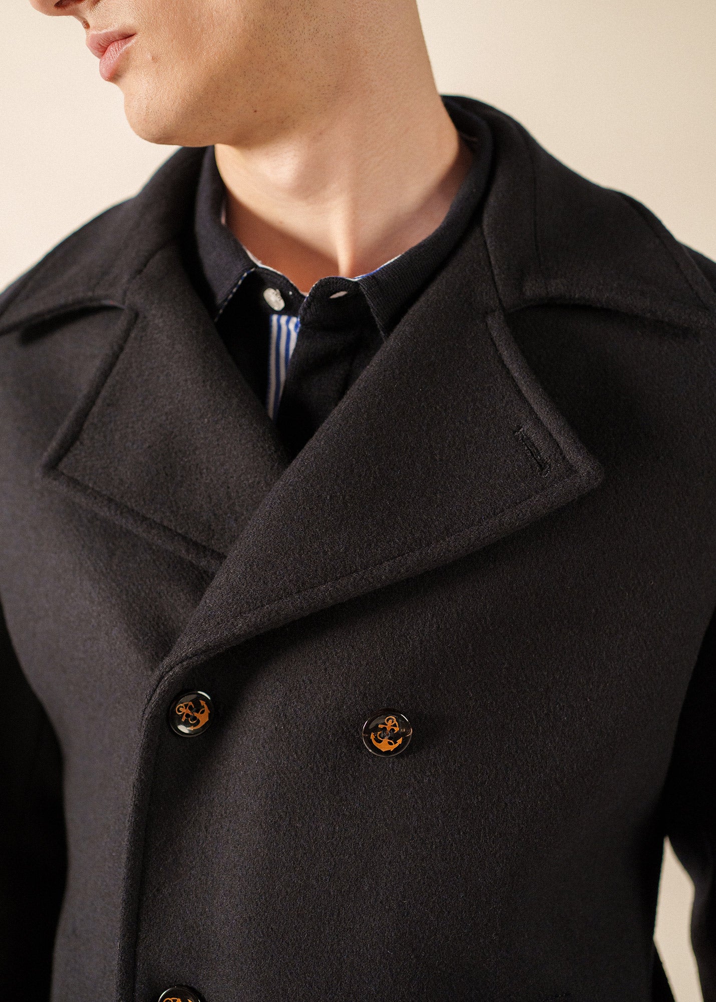 Héritage peacoat for men in Merino wool SAINT JAMES x Atelier