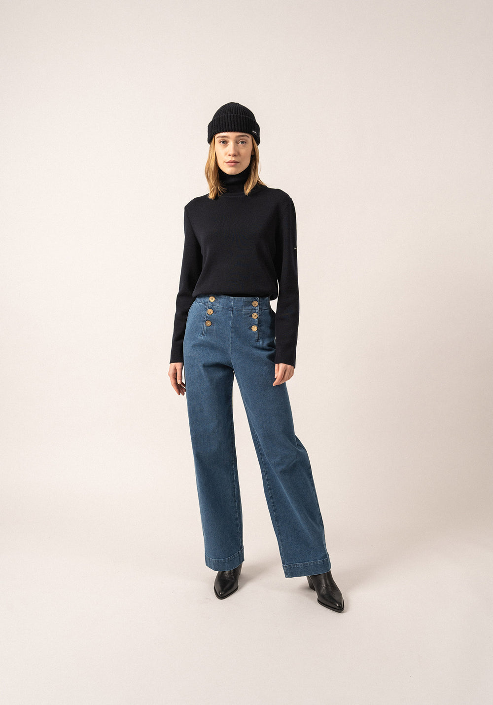 Houat turtleneck jumper - in wool (NAVY)
