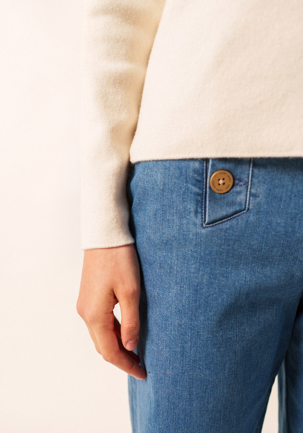 Brégançon plain sailor jumper - in cashmere (ECUME)