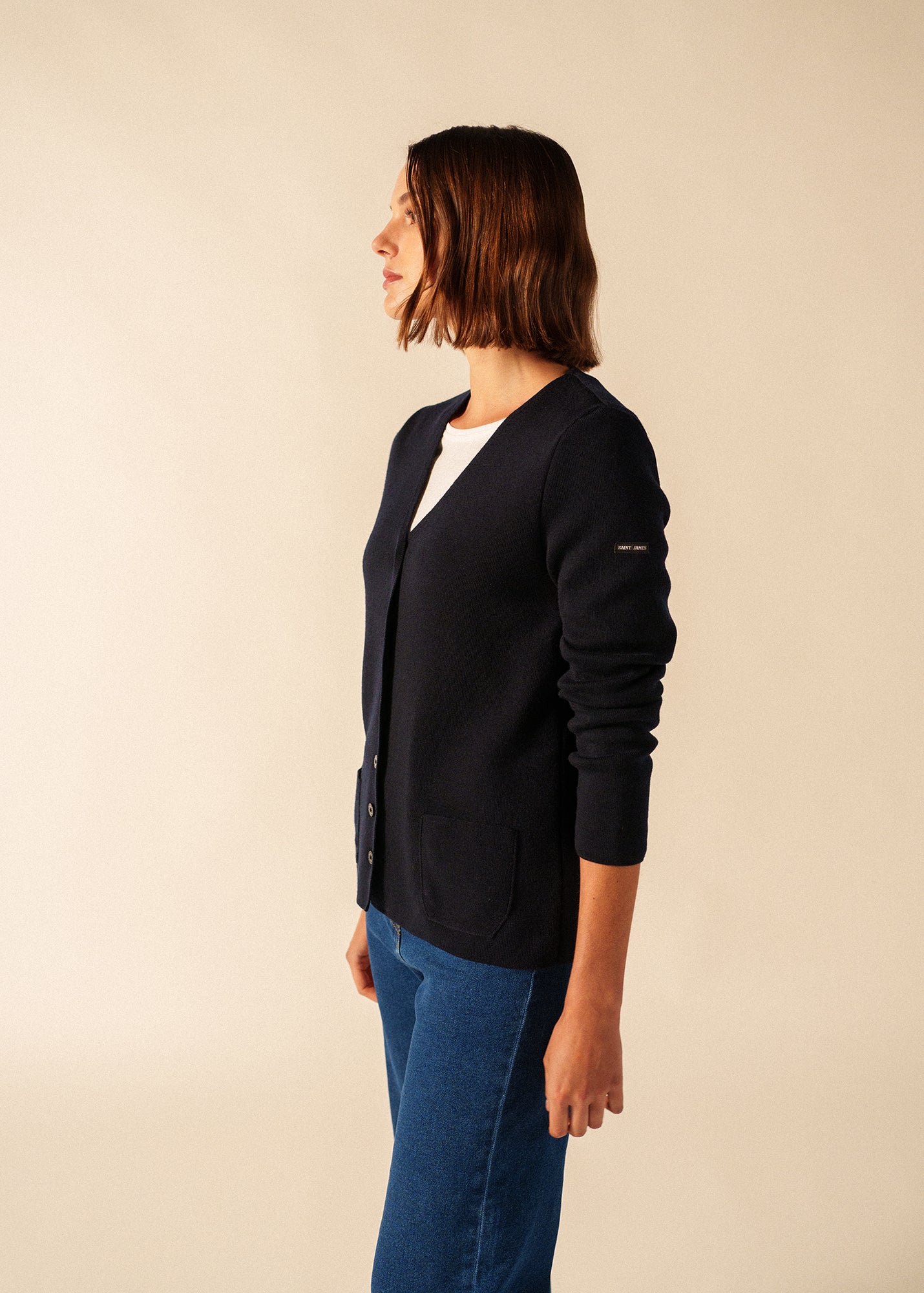 Blainville V neck cardigan buttoned, in soft wool | SAINT JAMES