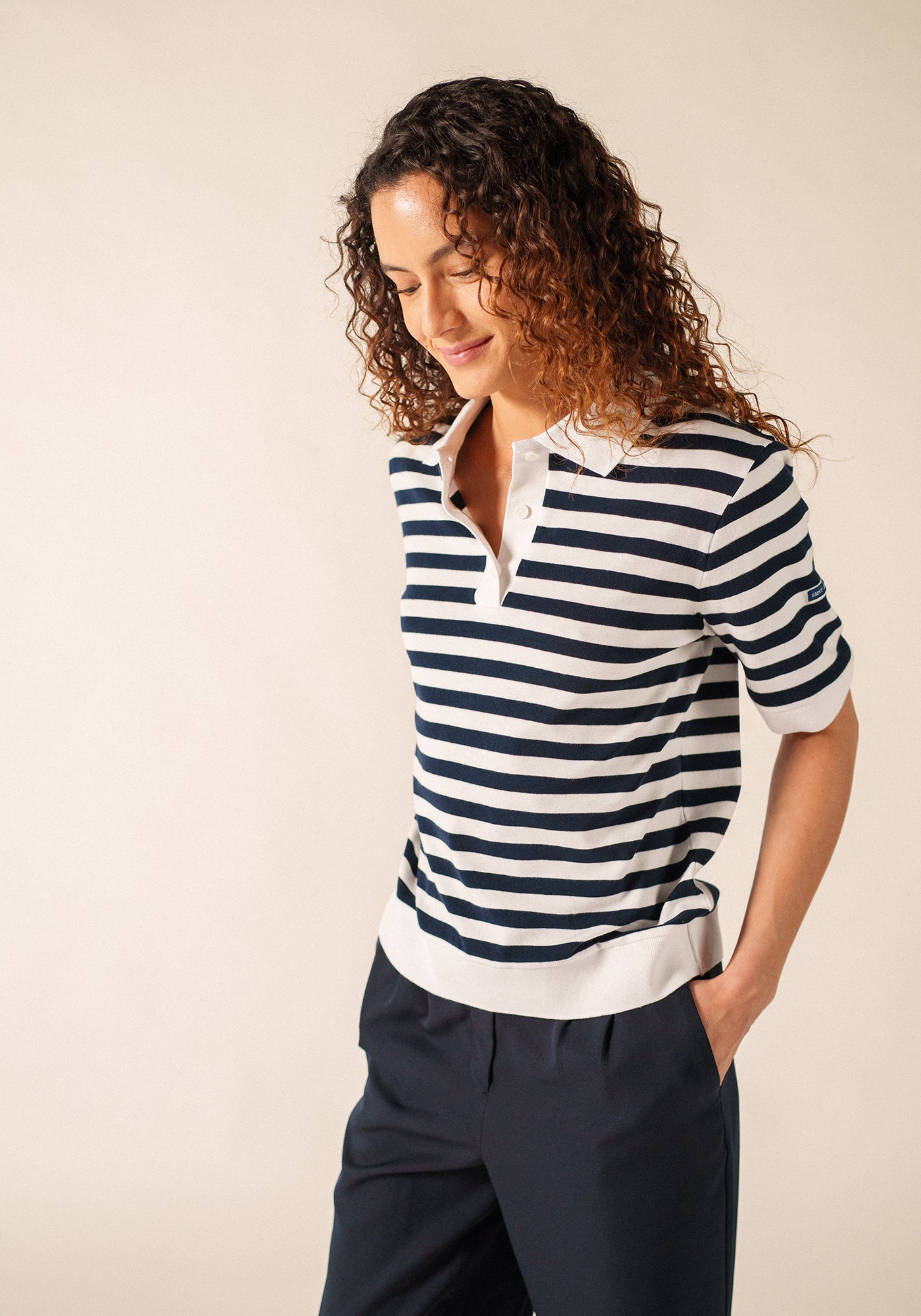 Polo Carola (BLANCO/AZUL MARINO)