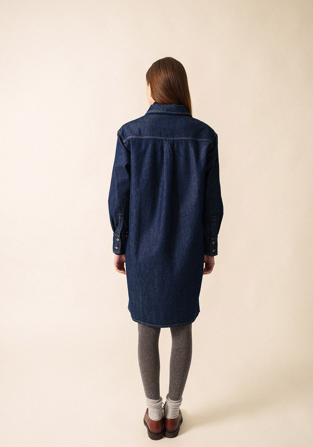 Roxane denim shirt dress - with contrast stitching (JEAN)