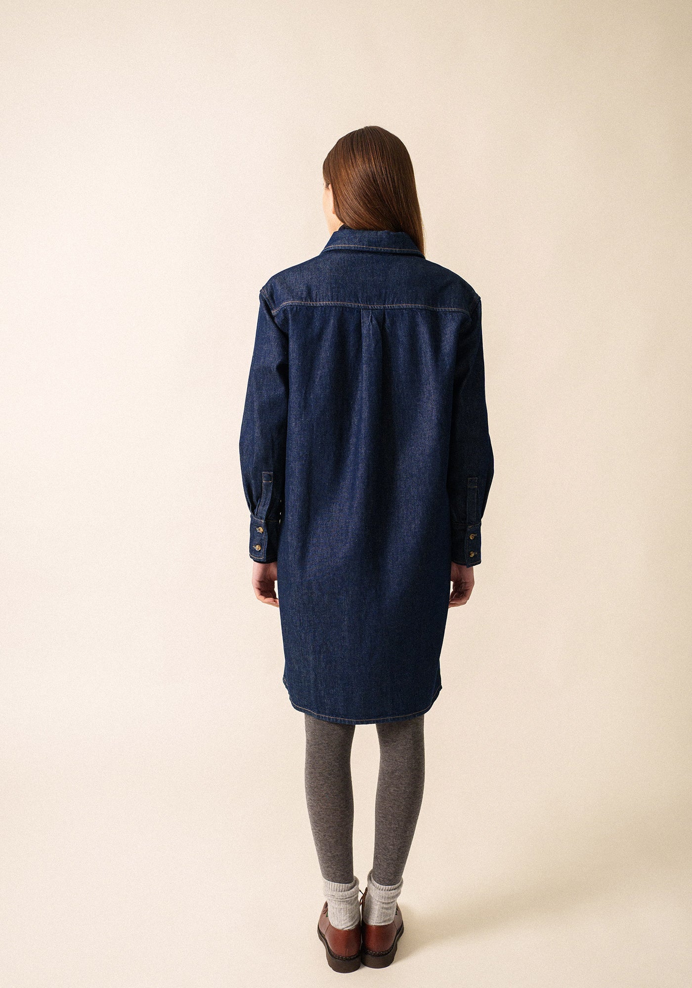 Roxane denim shirt dress - with contrast stitching (JEAN)