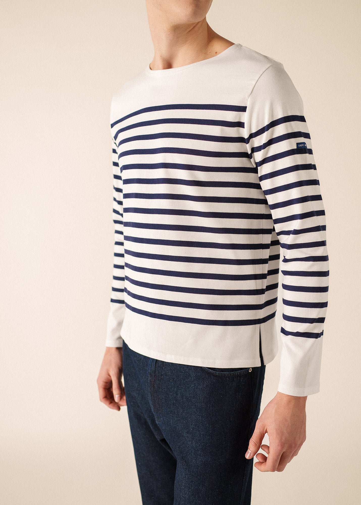 SAINT JAMES カットソー NAVAL Naval woman authentic striped sailor shirt in combed cotton