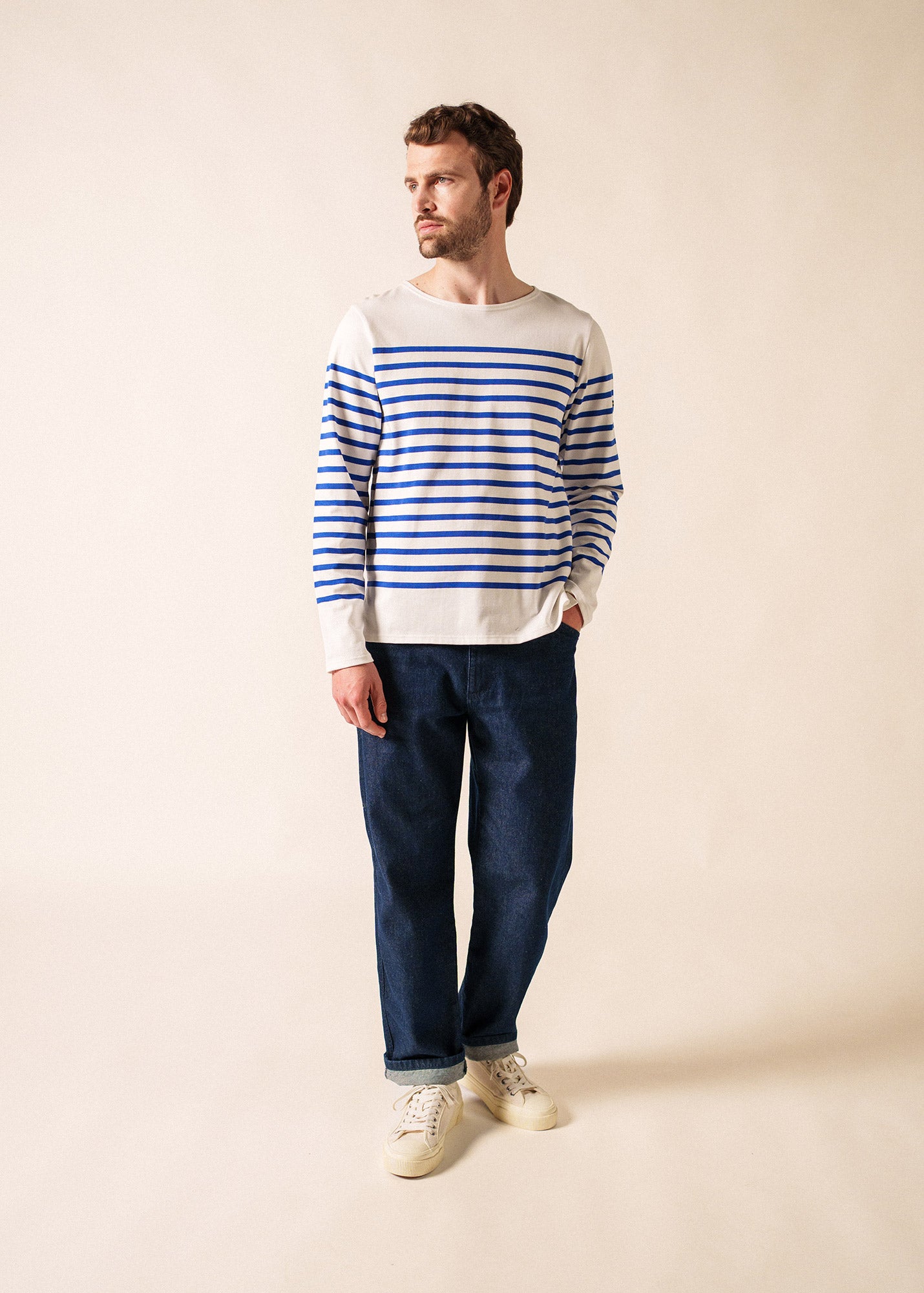 SAINT JAMES NAVAL Tシャツ XL 白黒 Naval authentic striped sailor shirt in combed cotton | SAINT