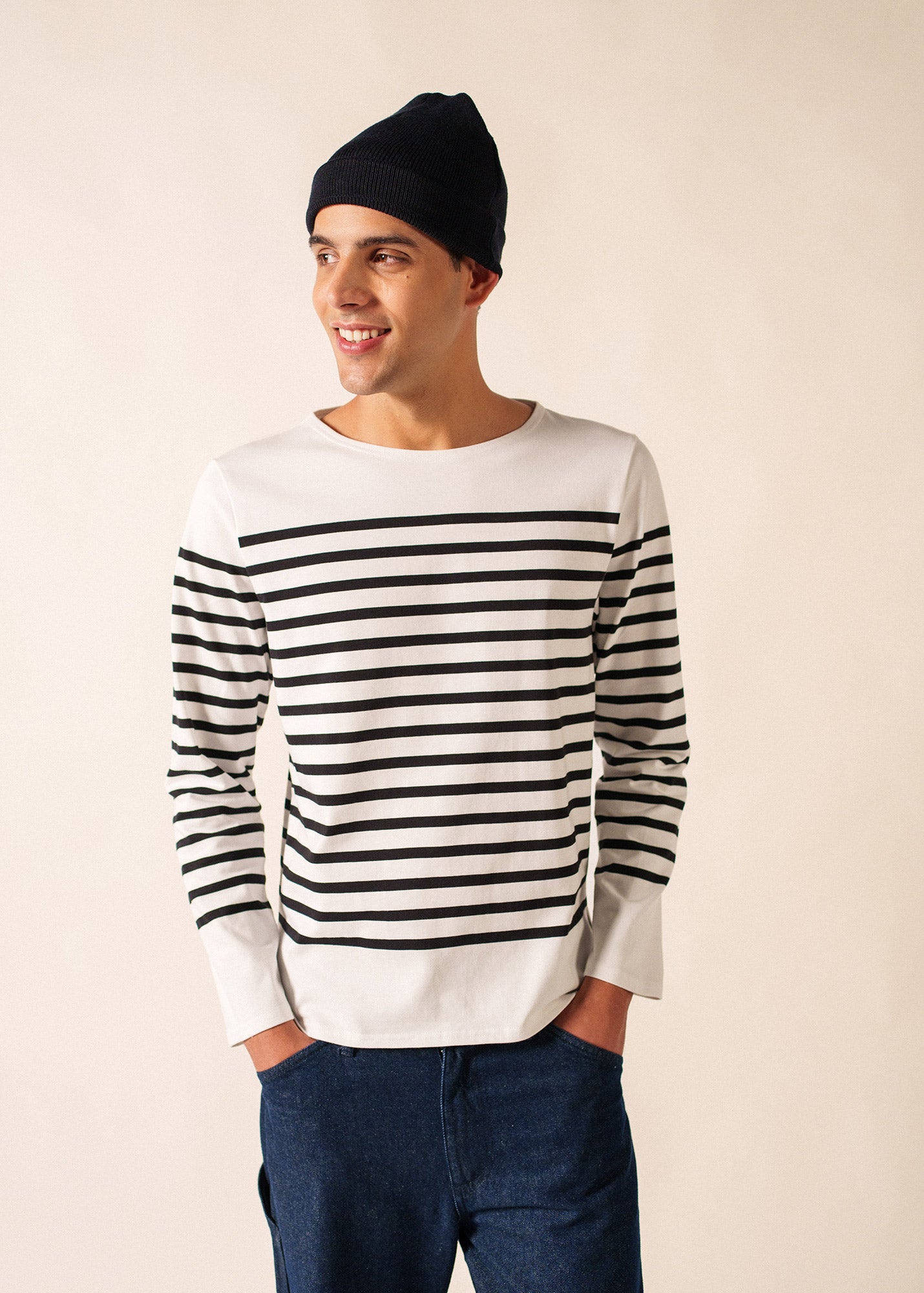 Naval authentic striped sailor shirt in combed cotton