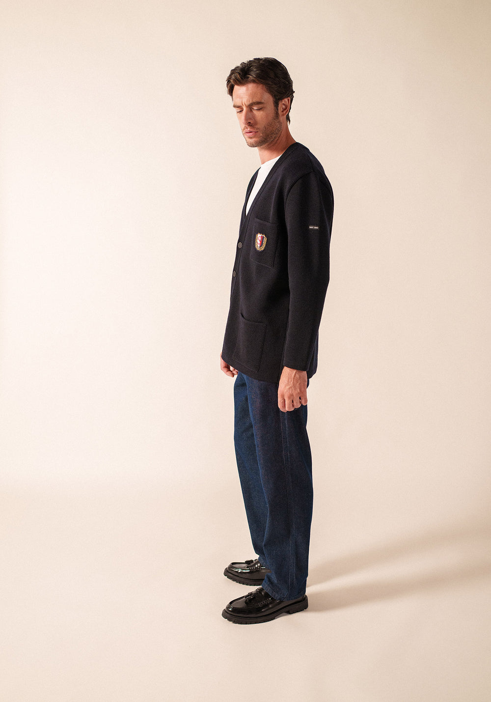 Yachting Réédit cardigan (NAVY)