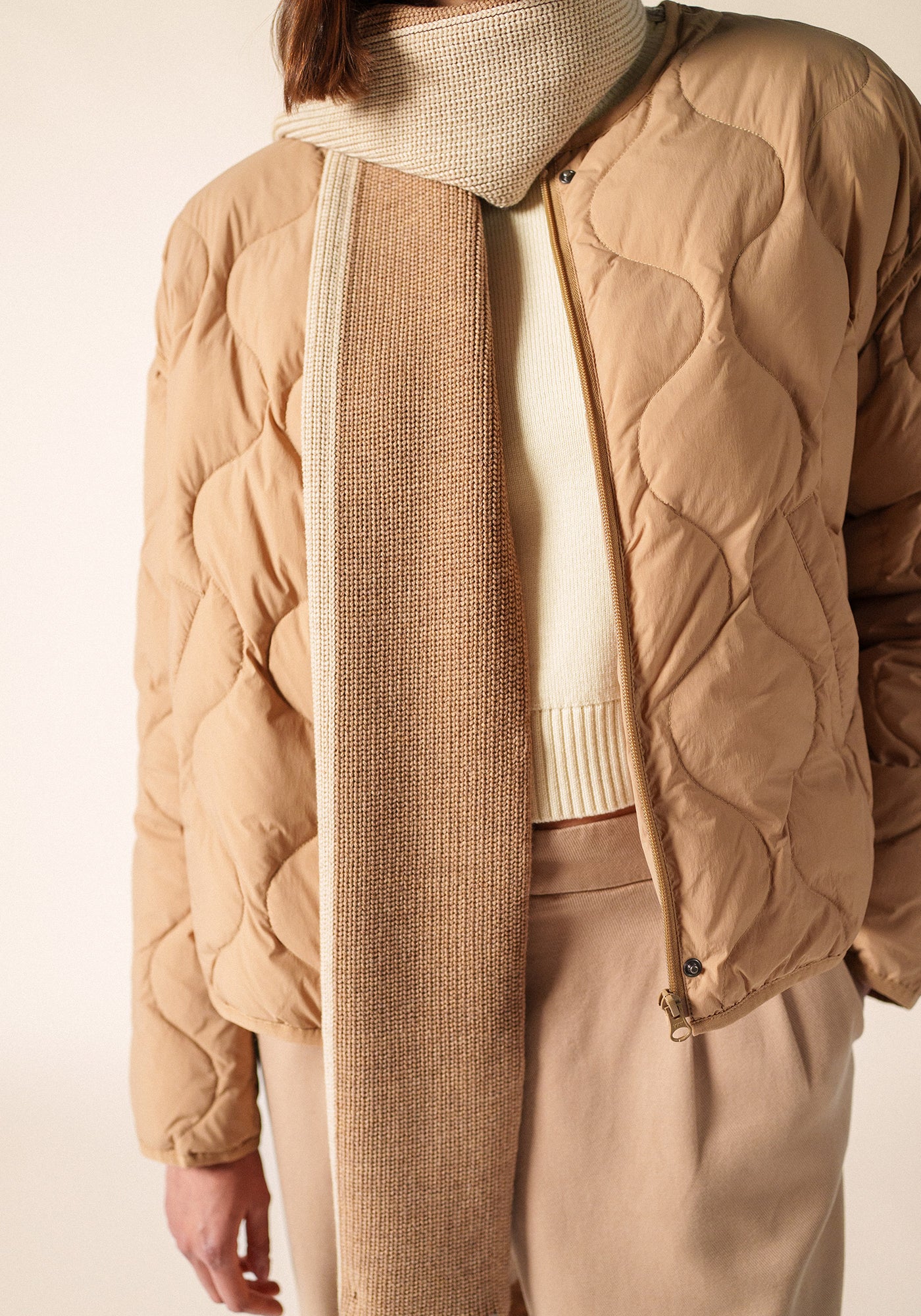 Canoe two-tone scarf (BEIGE FONCE/BEIGE)