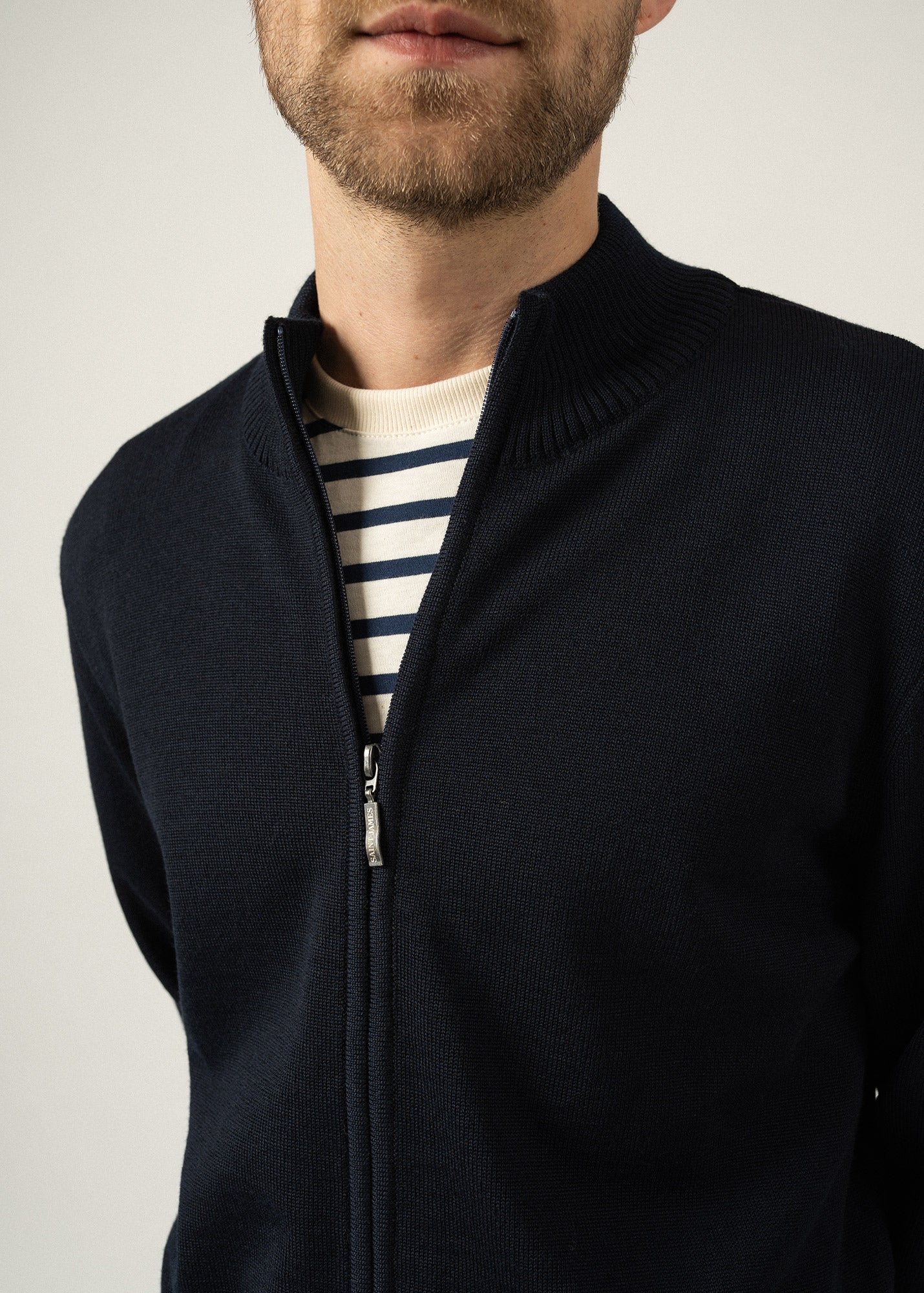 セントジェームズ Colorado zipped cardigan high-necked, in merino wool | SAINT JAMES