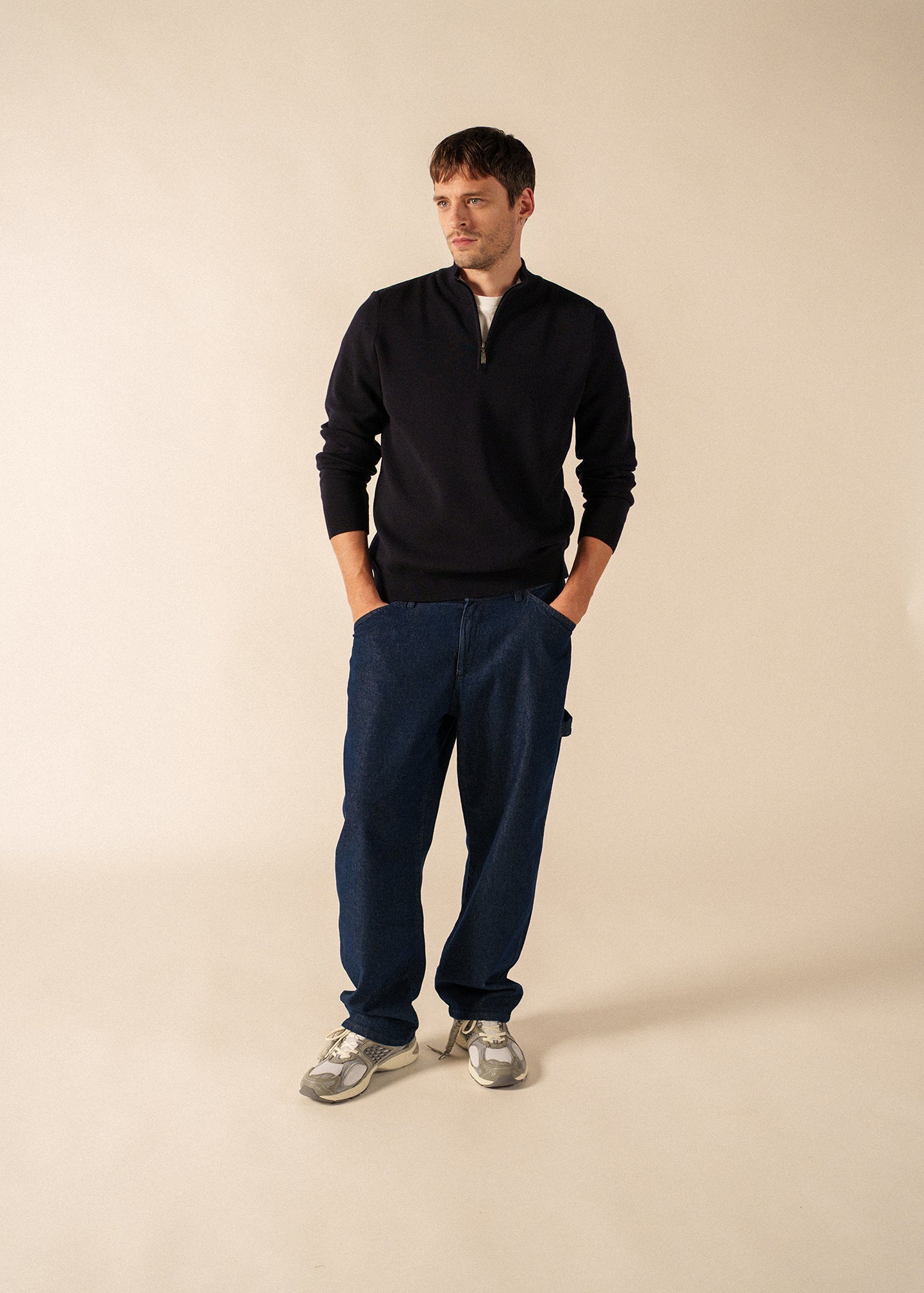 Colorado zipped cardigan high-necked, in merino wool | SAINT JAMES