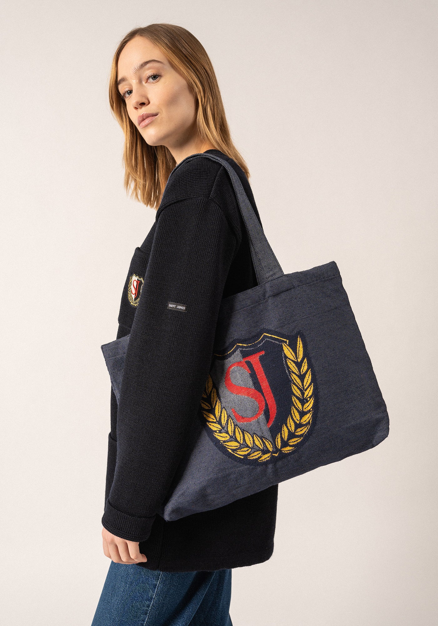 Campus Tote Bag (JEAN/ROUGE)
