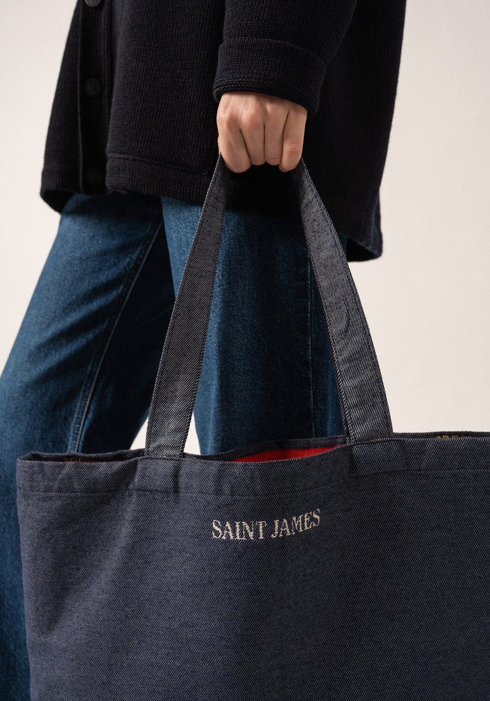 Campus Tote Bag (JEAN/ROUGE)