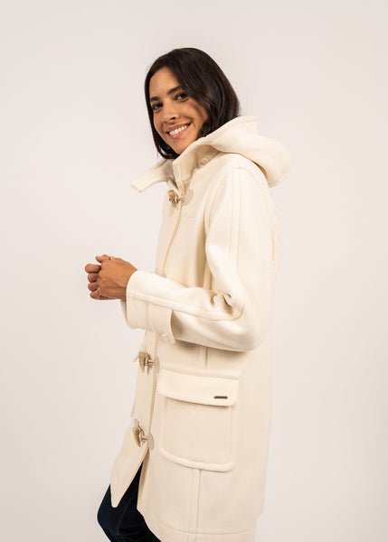 Venus classic duffle-coat in wool, with herringbone pattern (BLANC  D'HIVER)