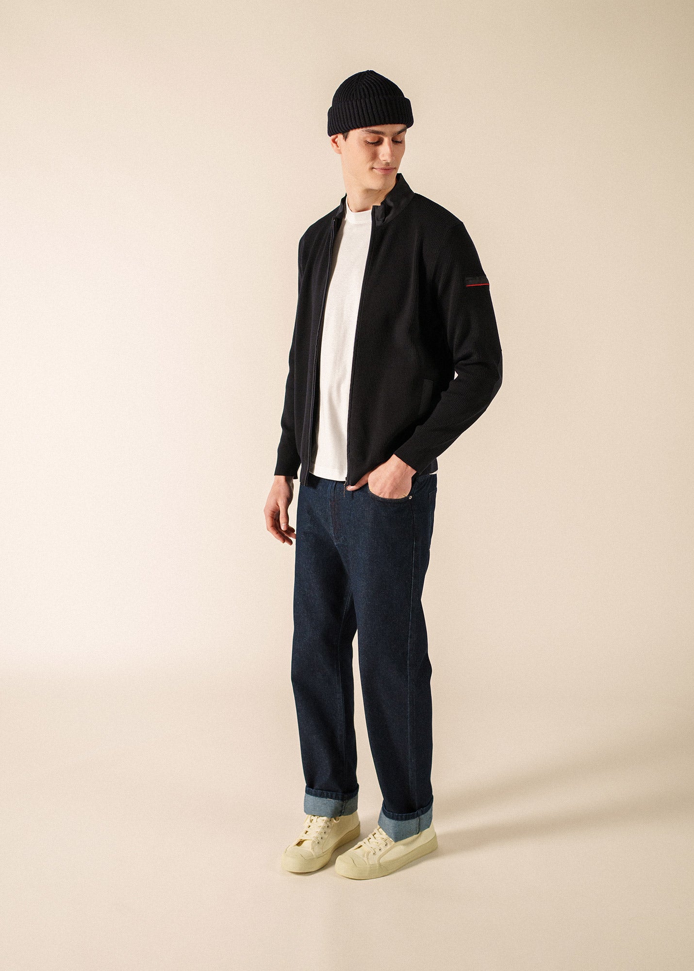 Navigateur zipped cardigan in soft wool | SAINT JAMES Official