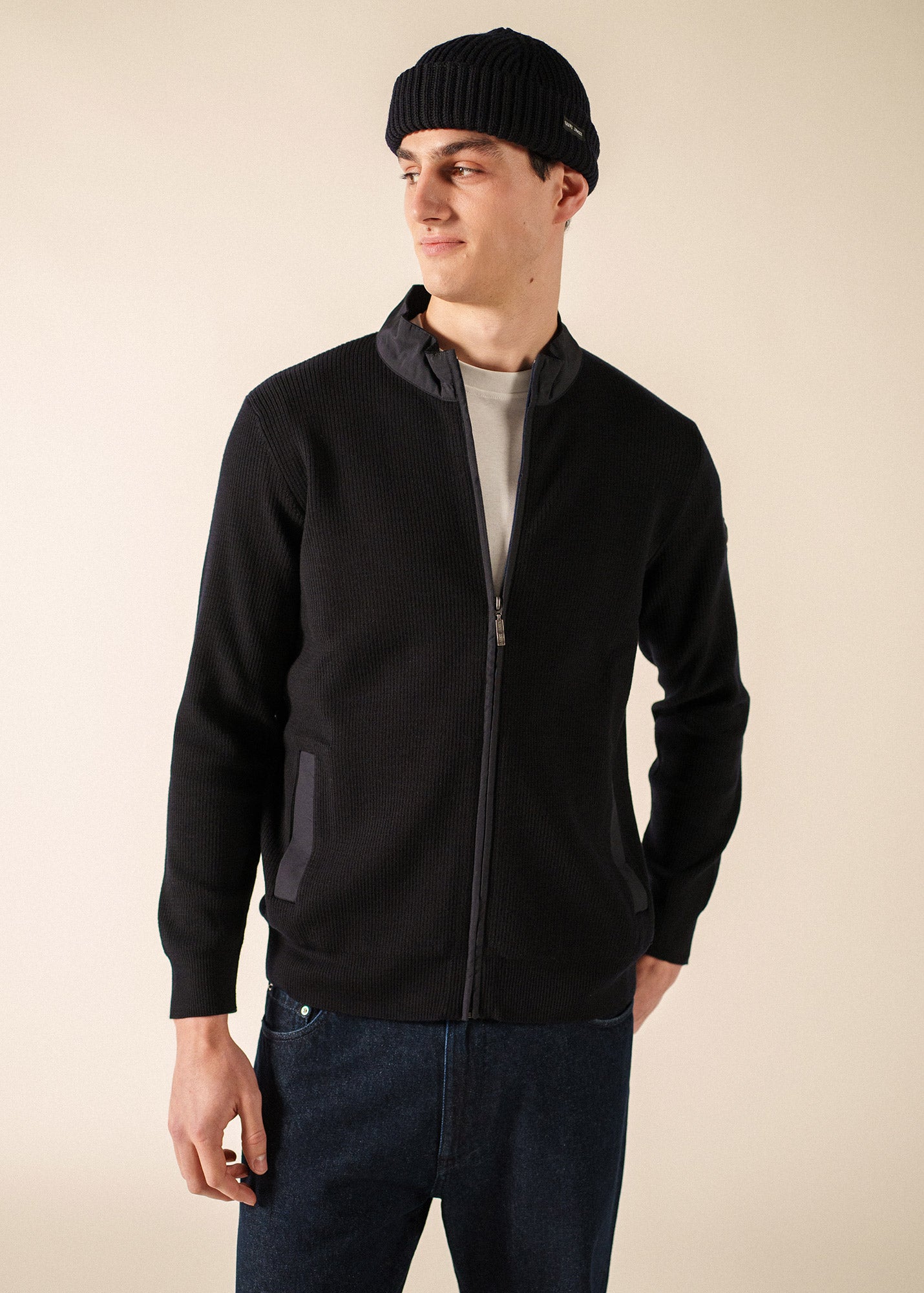 Navigateur zipped cardigan in soft wool | SAINT JAMES Official