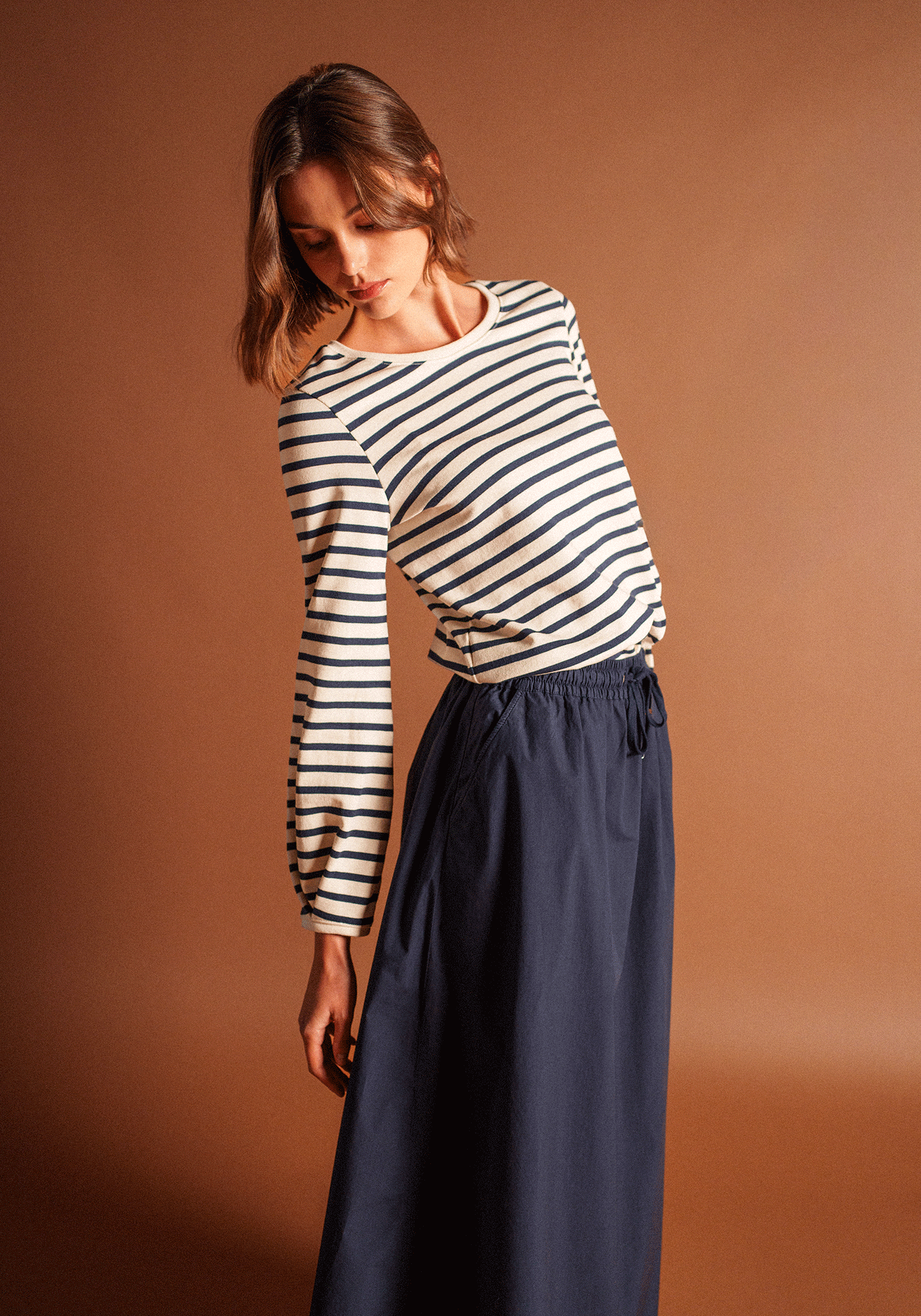 Camisa bretona Yvoire (ECRU/MARINE)