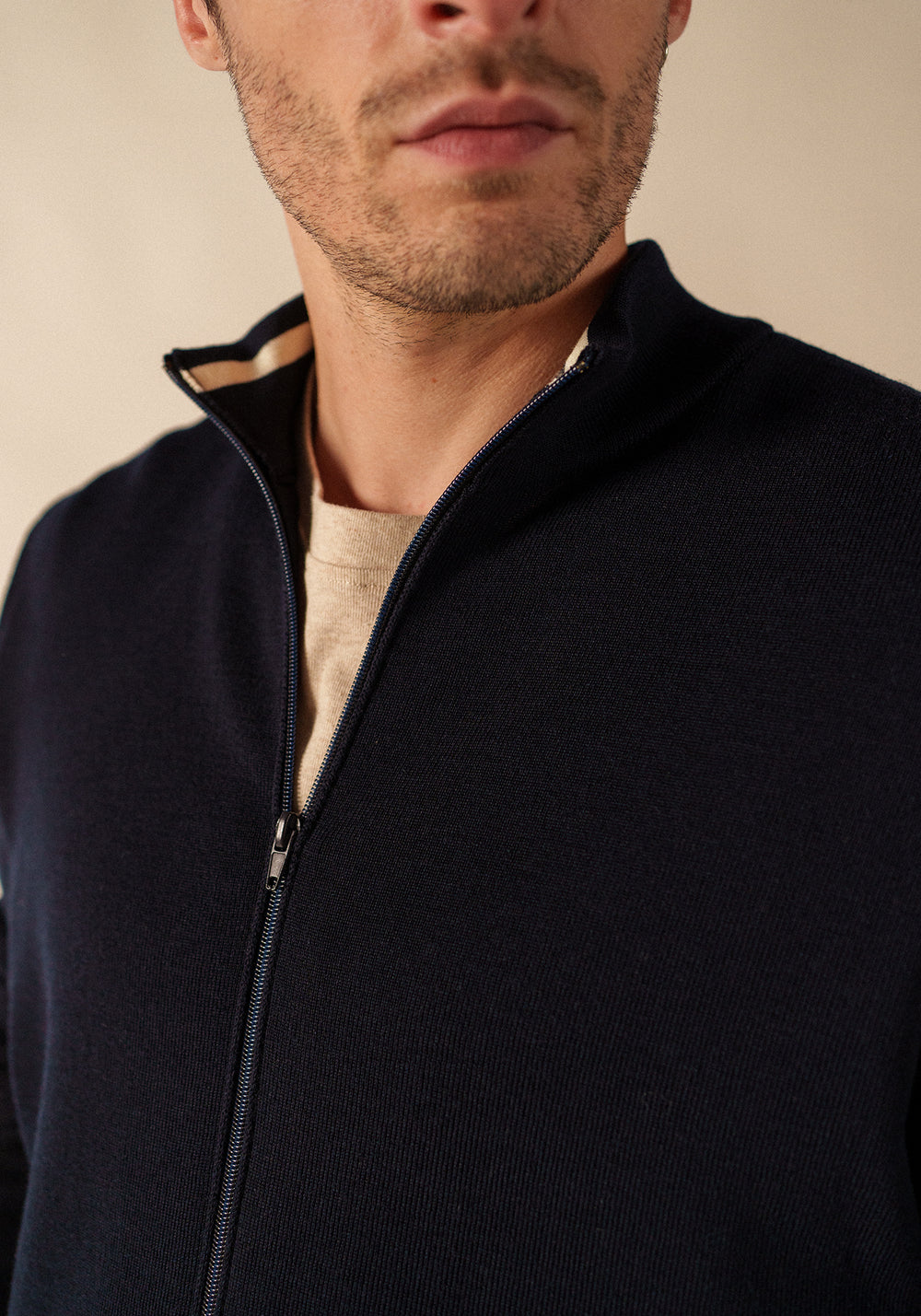 Equipage zipped cardigan (NAVY)