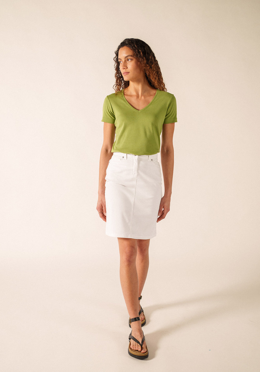 T-shirt Ajaccio V-neck – in cotton (OIL)