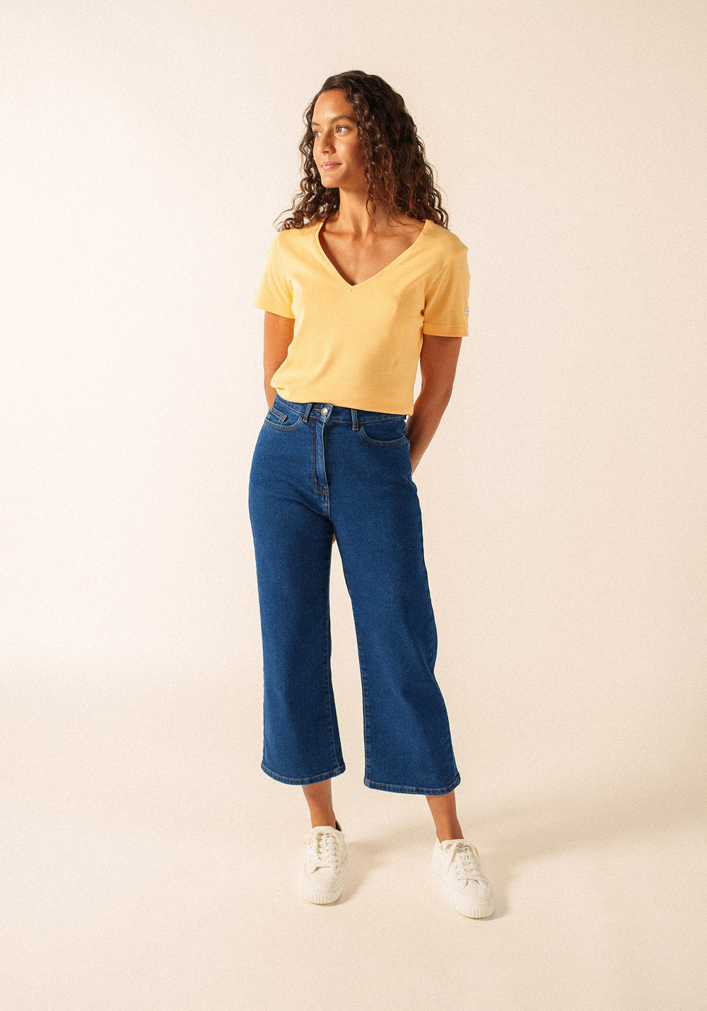 Camiseta Ajaccio con cuello en V – de algodón (VITAMINE)