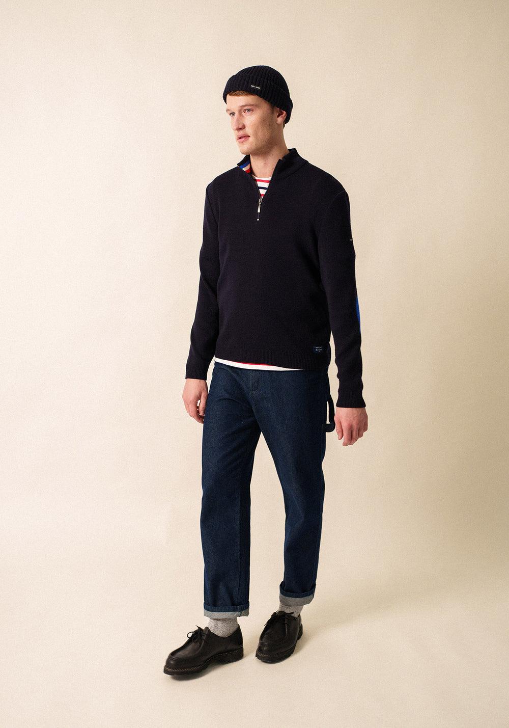 Elbow patch jumper x l'Elysée (NAVY/MULTICO)