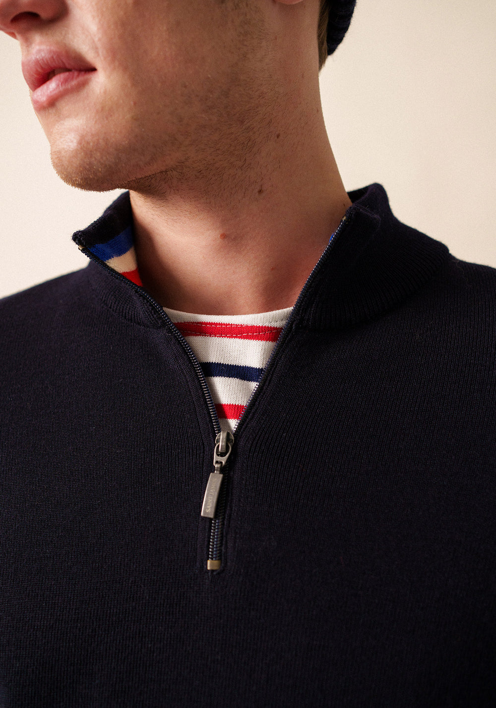 Elbow patch jumper x l'Elysée (NAVY/MULTICO)