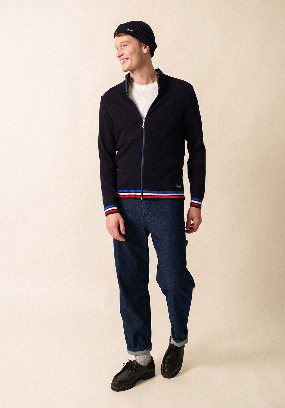 Tricolour cardigan x l'Elysée (NAVY/MULTICO)