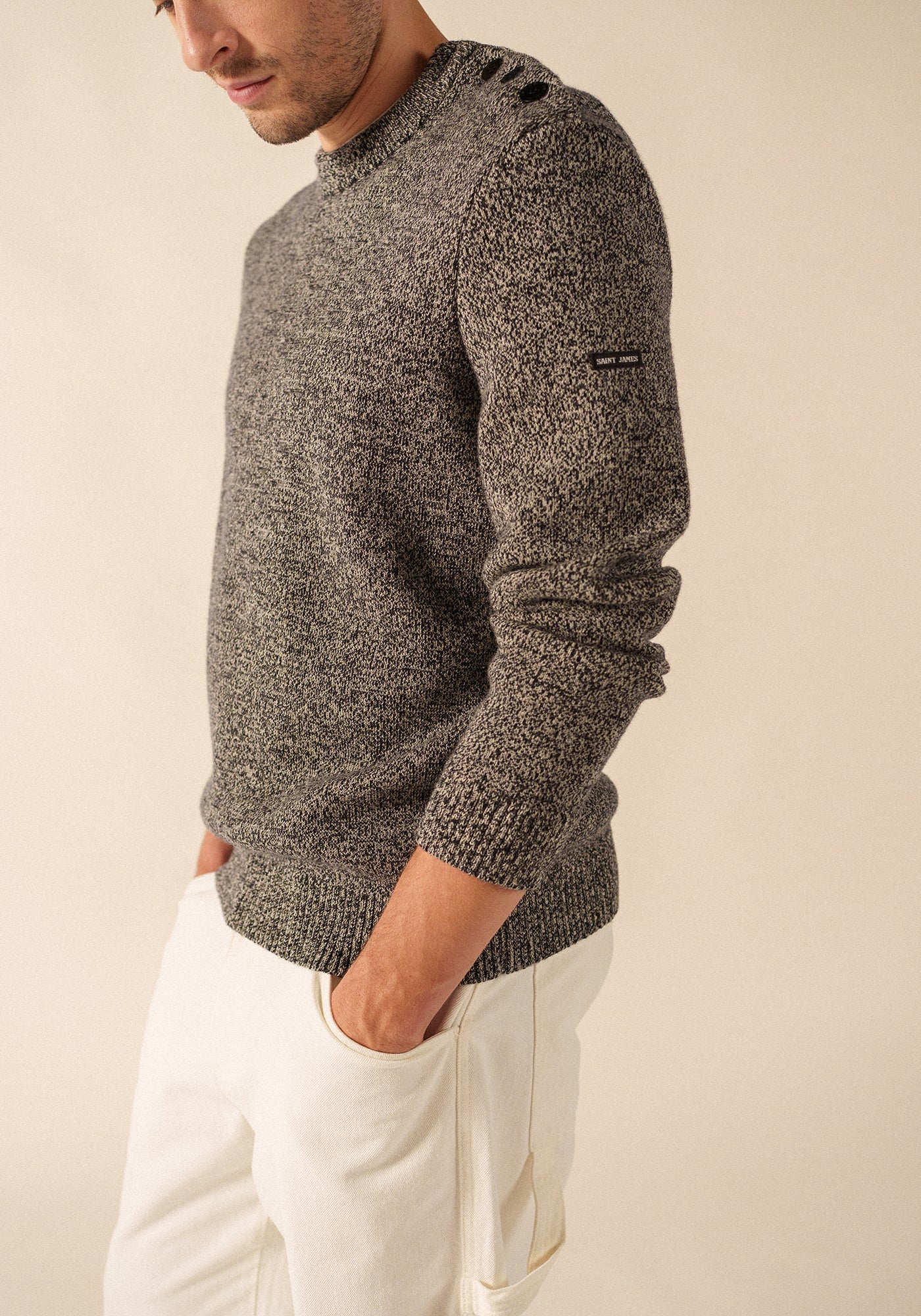 Cancale Mélange Jumper - de lana (NAVY/ECRU)