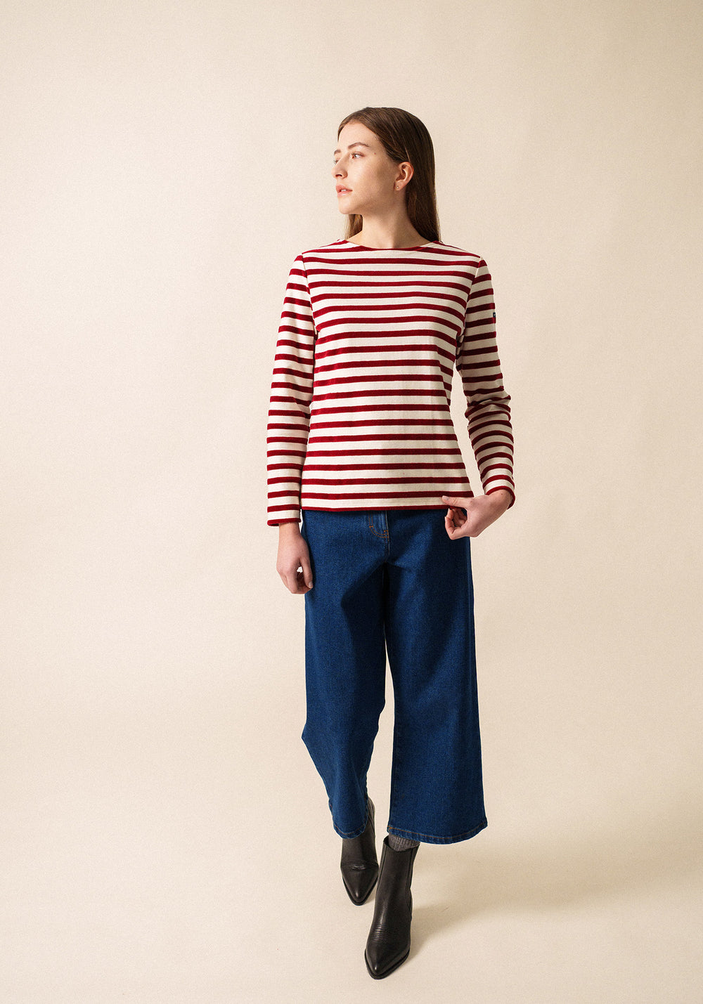 Méridame classic sailor striped shirt - in velvet (ECUME/PERSAN)