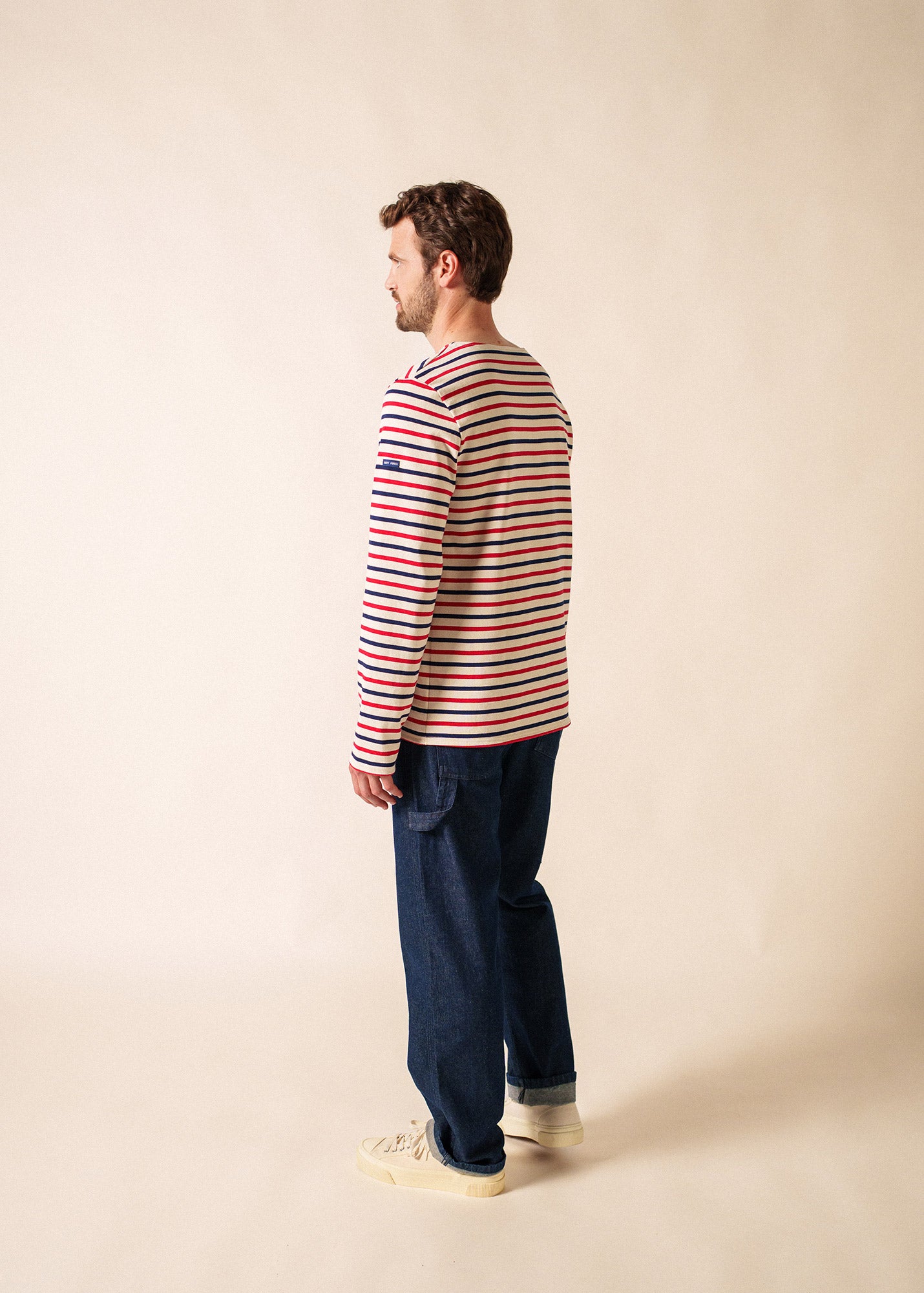 Minquiers tricolour striped sailor shirt slim fit, in light cotton